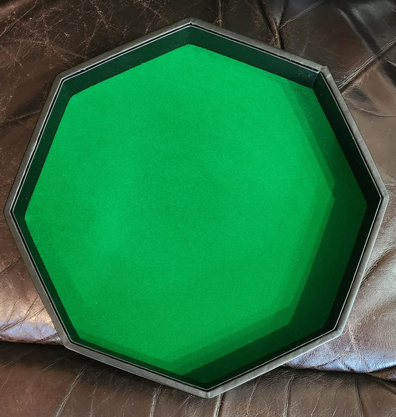 11.5 Inches Dice Rolling Tray, Leather Dice Tray, Felt Lined PU Leather Octagon Dice Tray (Brown) customer photo 1