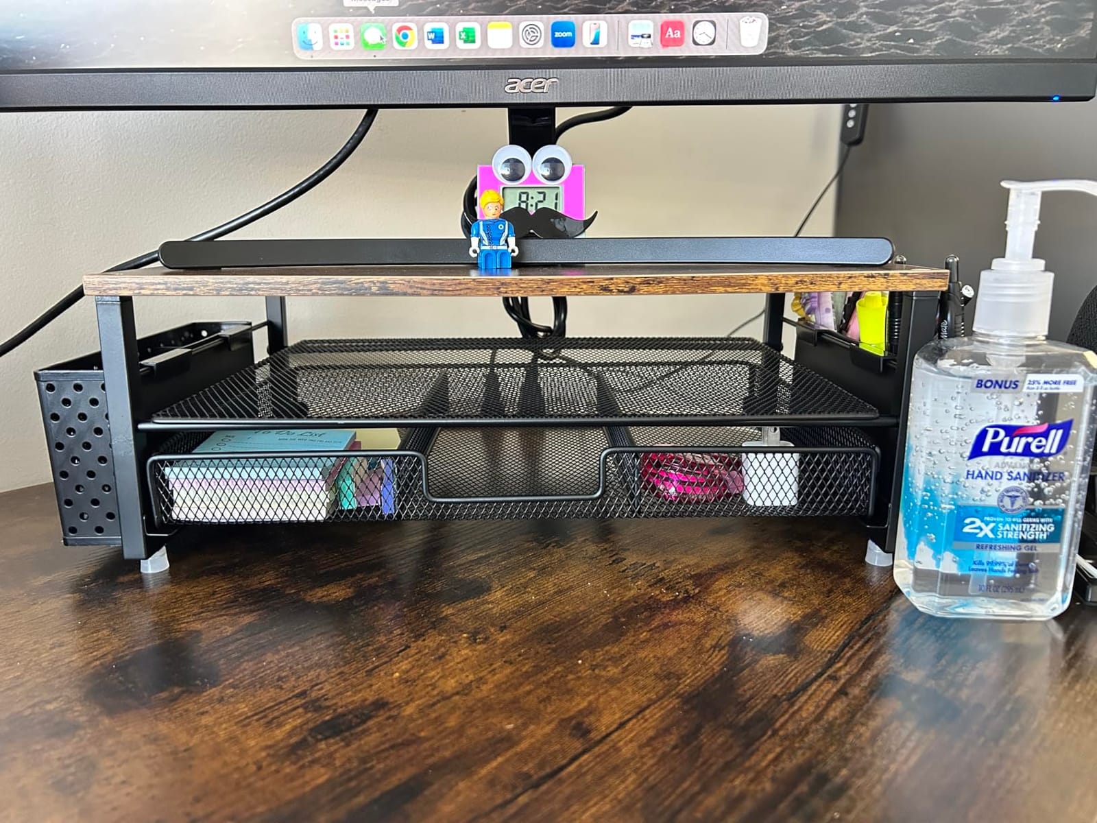 gianotter Desk Organizers and Accessories, Monitor Stand with Drawer and 2 Pen Holder, Desktop Organizer Suitable for Offices and Dormitories (Wood) customer photo 1