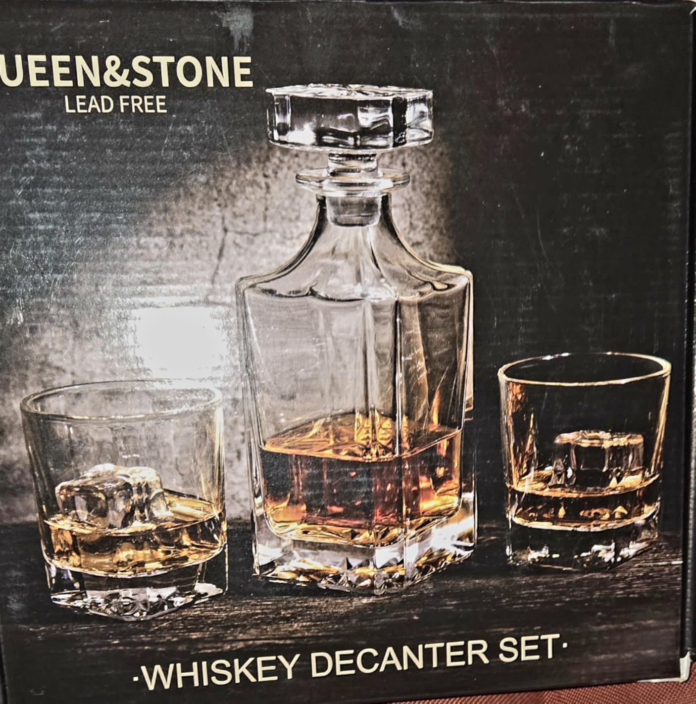 Square 25Oz Whiskey Liquor Decanter Set With 2 Glasses in Box | Decanter Set for Scotch Liquor,Whiskey Wine Bourbon Suit for Men and Women Father Coworkers Lovers customer photo 1