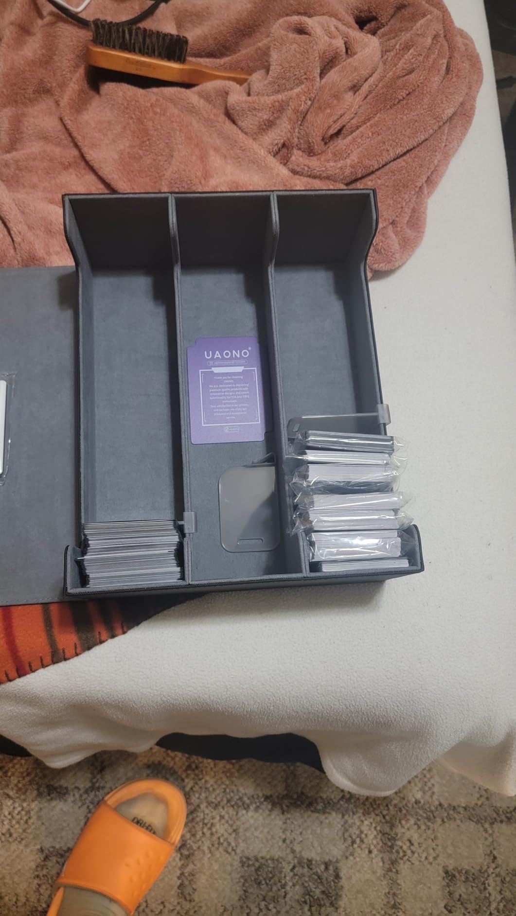 UAONO Trading Card Storage Box Holds 3200+ Cards, Bulk Card Storage | Magnetic Closure PU Leather Card Organizer with 24 Dividers & 4 Stoppers for MTG, PTCG, TCG, Sports Cards (Black&Red) customer photo 2