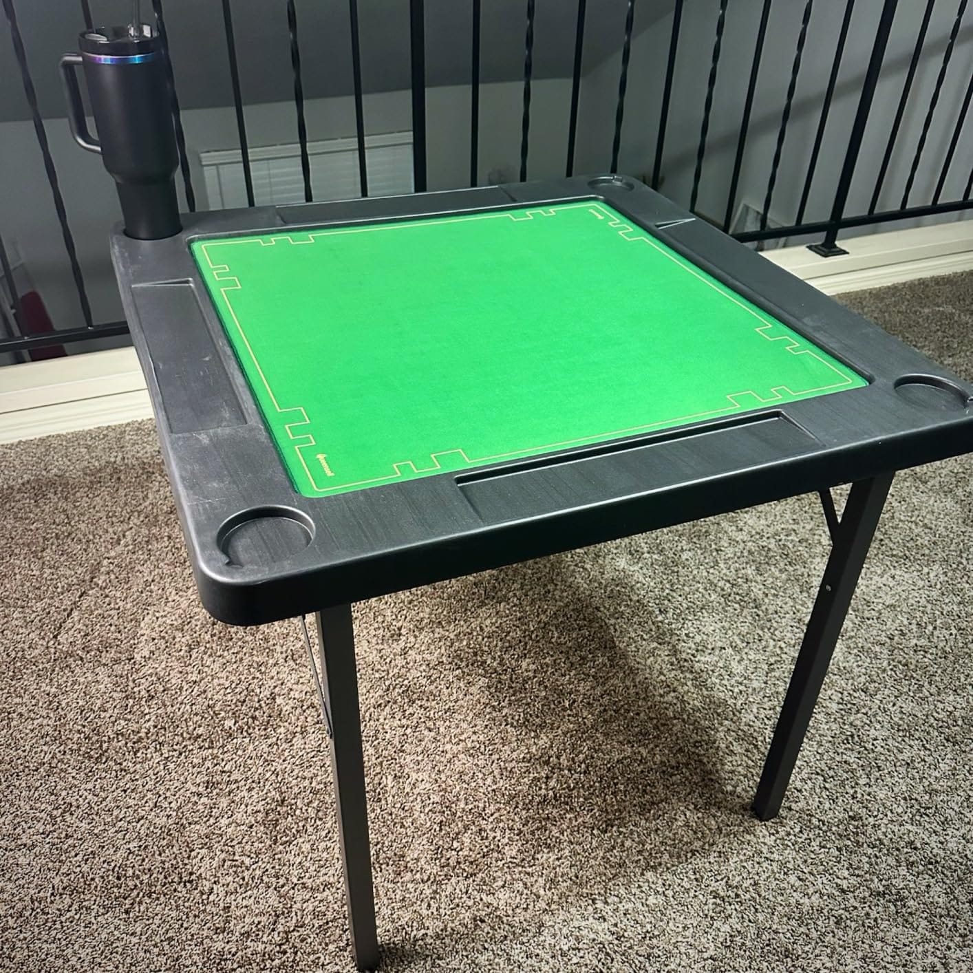 Queensell Folding Game Table with Double Sided Mat, Foldable Board Game Table for Mahjong, Domino, Poker, Puzzle, Card - 35 x 35 x 27 Inches with Storage Bag customer photo 1