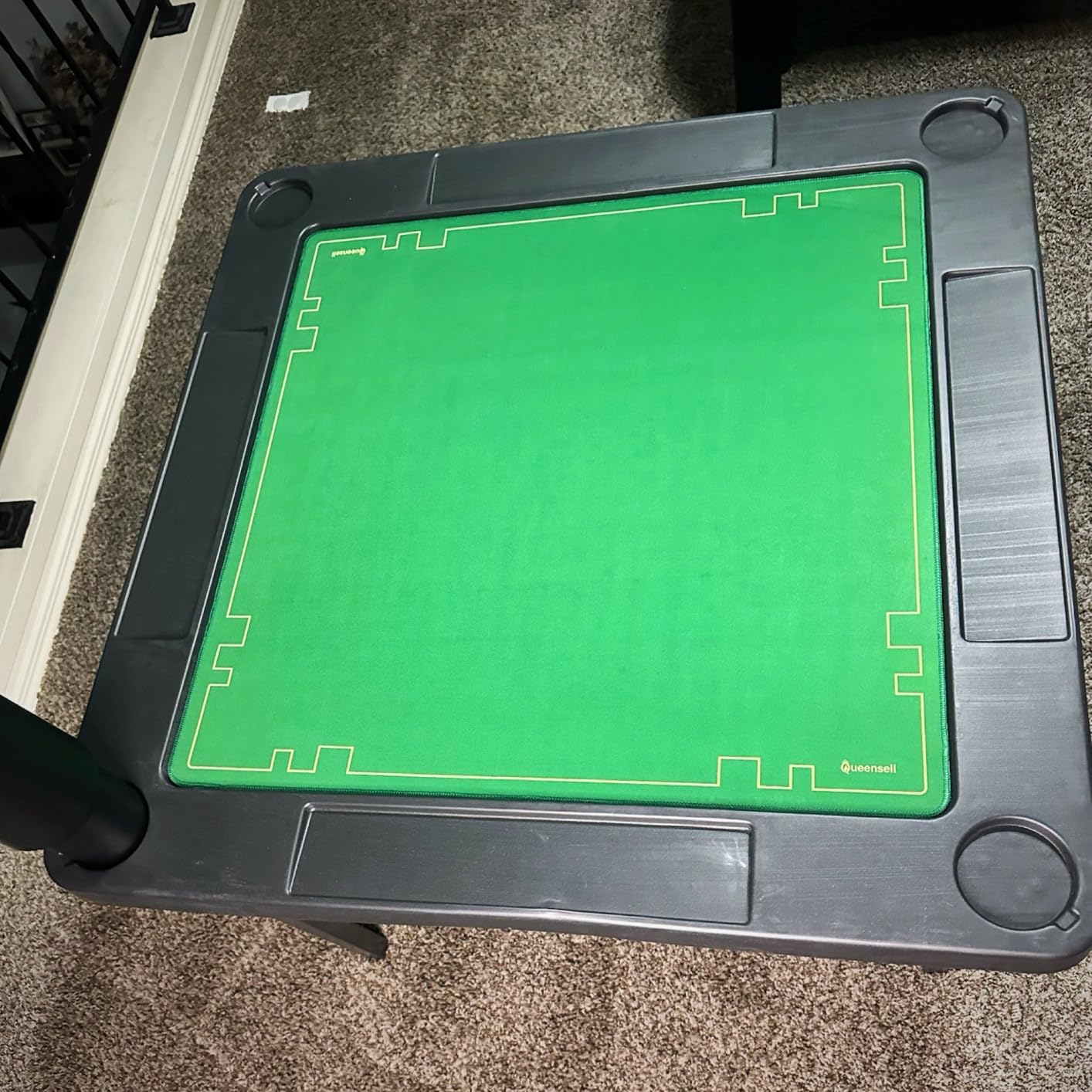 Queensell Folding Game Table with Double Sided Mat, Foldable Board Game Table for Mahjong, Domino, Poker, Puzzle, Card - 35 x 35 x 27 Inches with Storage Bag customer photo 2