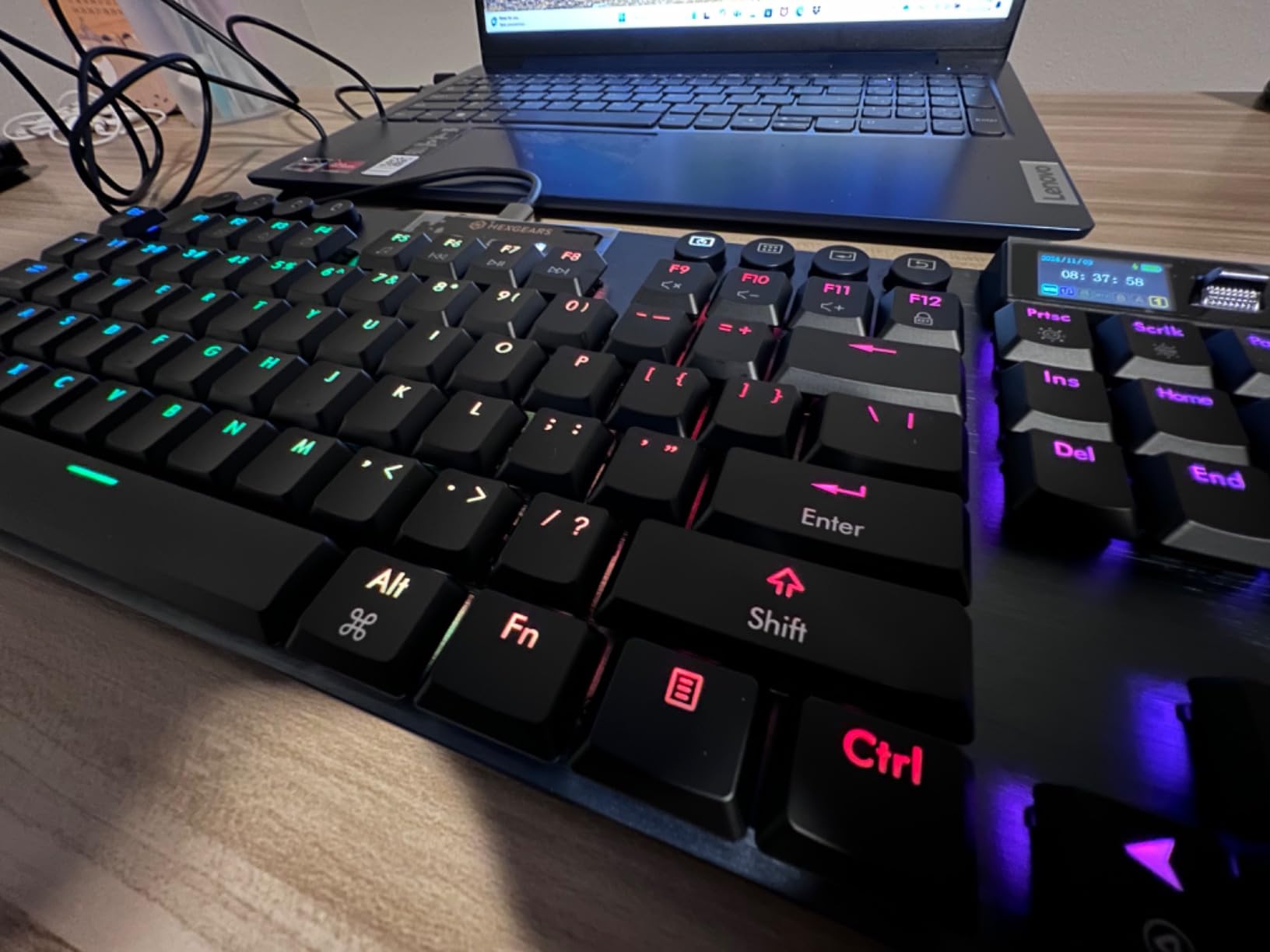 Hexgears Immersion A3 Low Profile Wireless Mechanical Keyboard, Tactile | Bluetooth 5.0/2.4GHz/USB C, Hot Swappable, RGB Backlit, TFT Screen, 5800mAh Battery, Alumninum, for PC/MAC customer photo 1