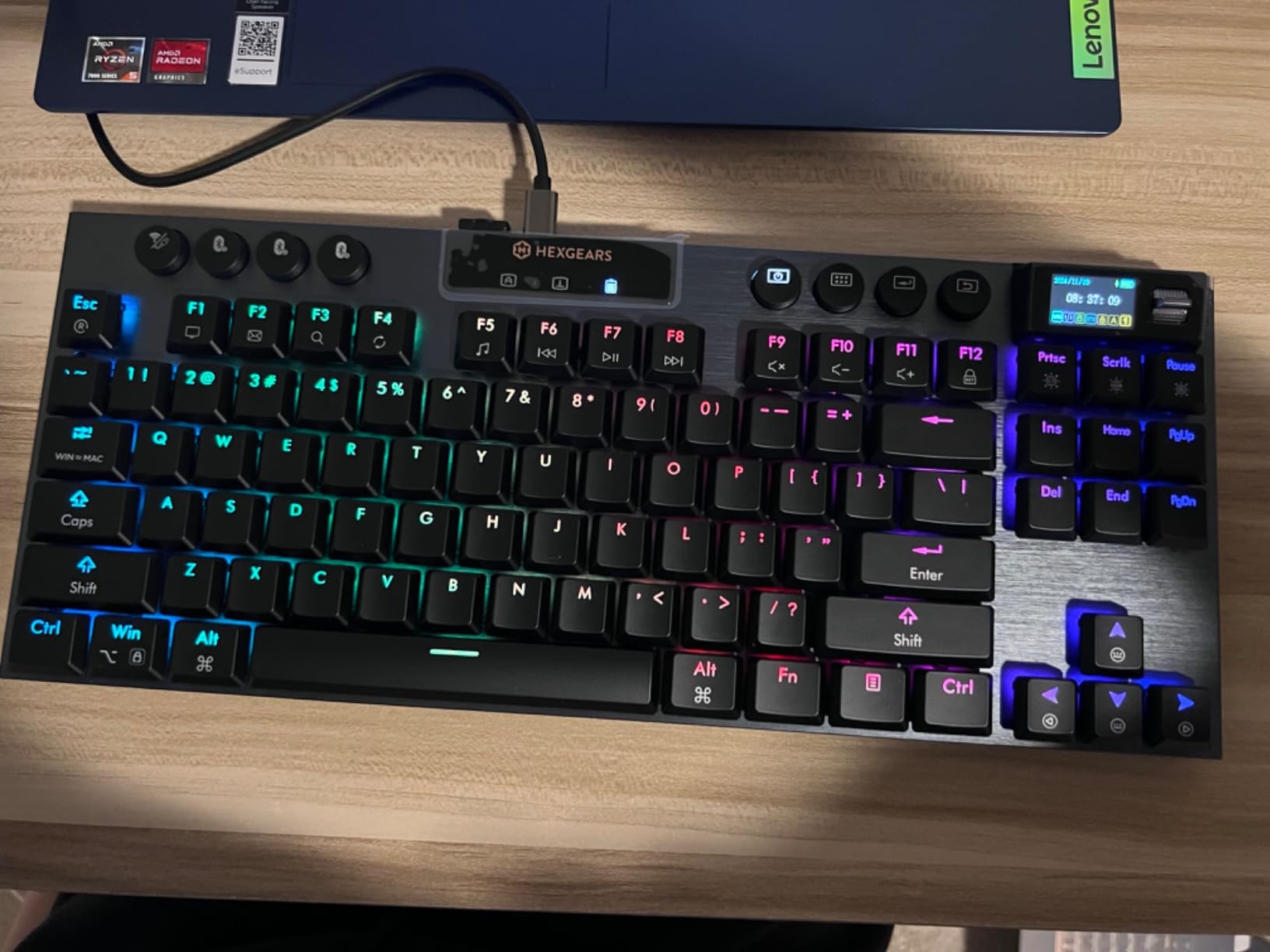 Hexgears Immersion A3 Low Profile Wireless Mechanical Keyboard, Tactile | Bluetooth 5.0/2.4GHz/USB C, Hot Swappable, RGB Backlit, TFT Screen, 5800mAh Battery, Alumninum, for PC/MAC customer photo 2