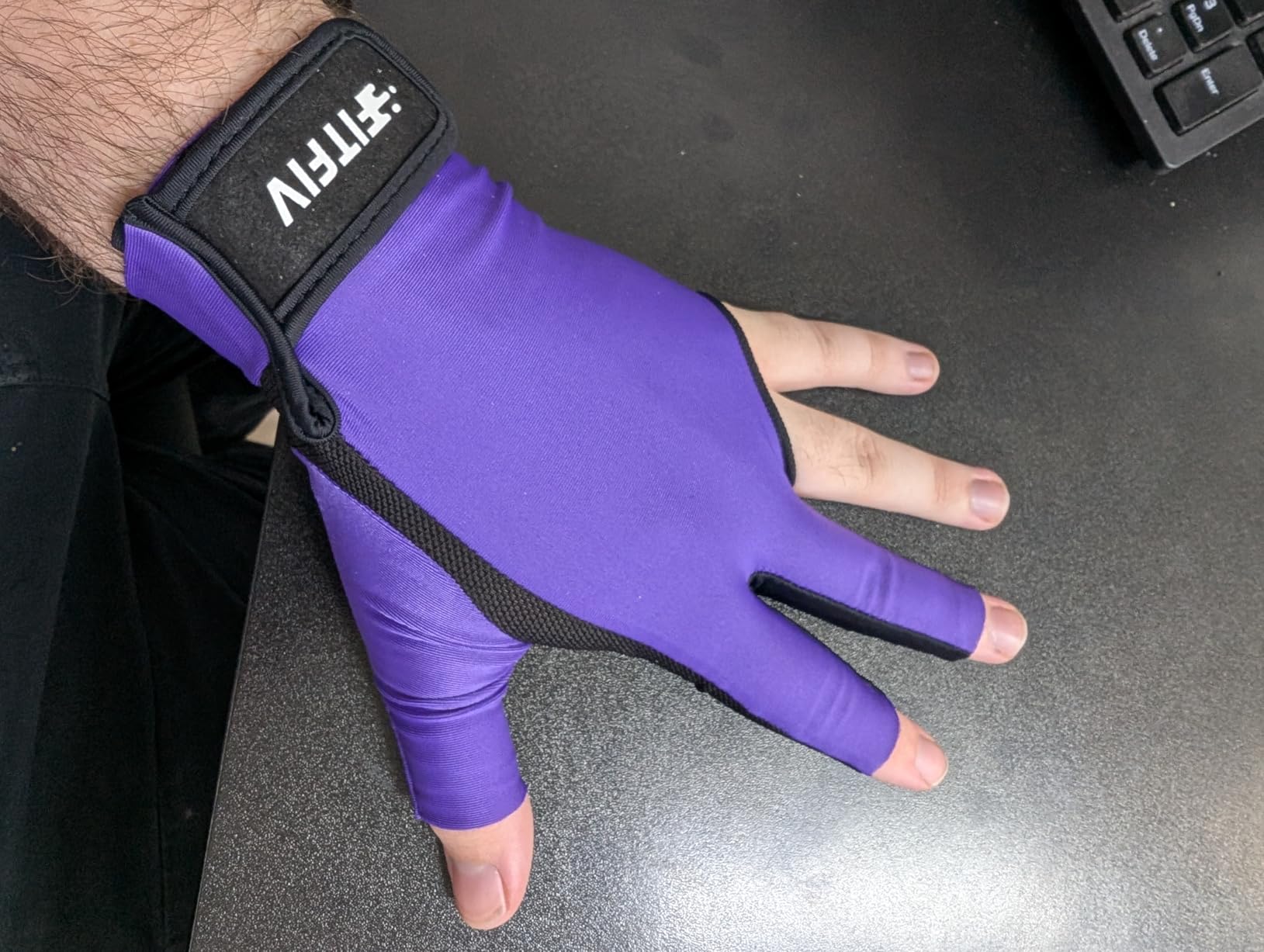 Billiard Pool Glove for Left Hand, 3-Finger Snooker Cue Glove | Breathable Mesh Palm, Smooth Stretch Back, Double-Stitched Construction, Adjustable Wrist Strap, One Left-Hand Glove Included customer photo 2