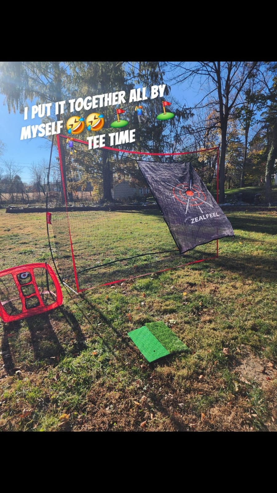 ZEALFEEL Golf Net, 10 x 7 ft Hitting Practice Set with Chipping Net | Foldable Mat, Silk Target, 8 Tees, 6 Balls & Carry Bag, For Backyard Driving, Chipping and Indoor or Outdoor Practice customer photo 2