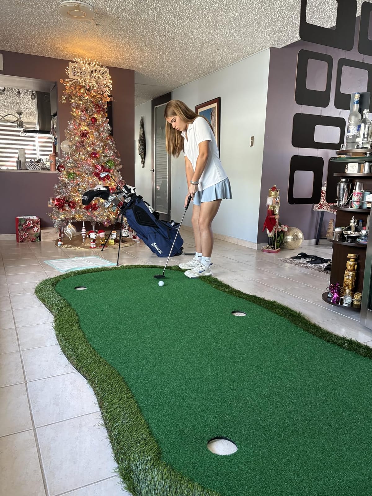 Golf Putting Green Indoor Outdoor Large Practice Putting Mat 5x10ft/5x12ft | Professional Training Mat with 3 Flags 1 Movable Cup 3 Slope Pad Portable Turf Putting Game For Home Backyard customer photo 1