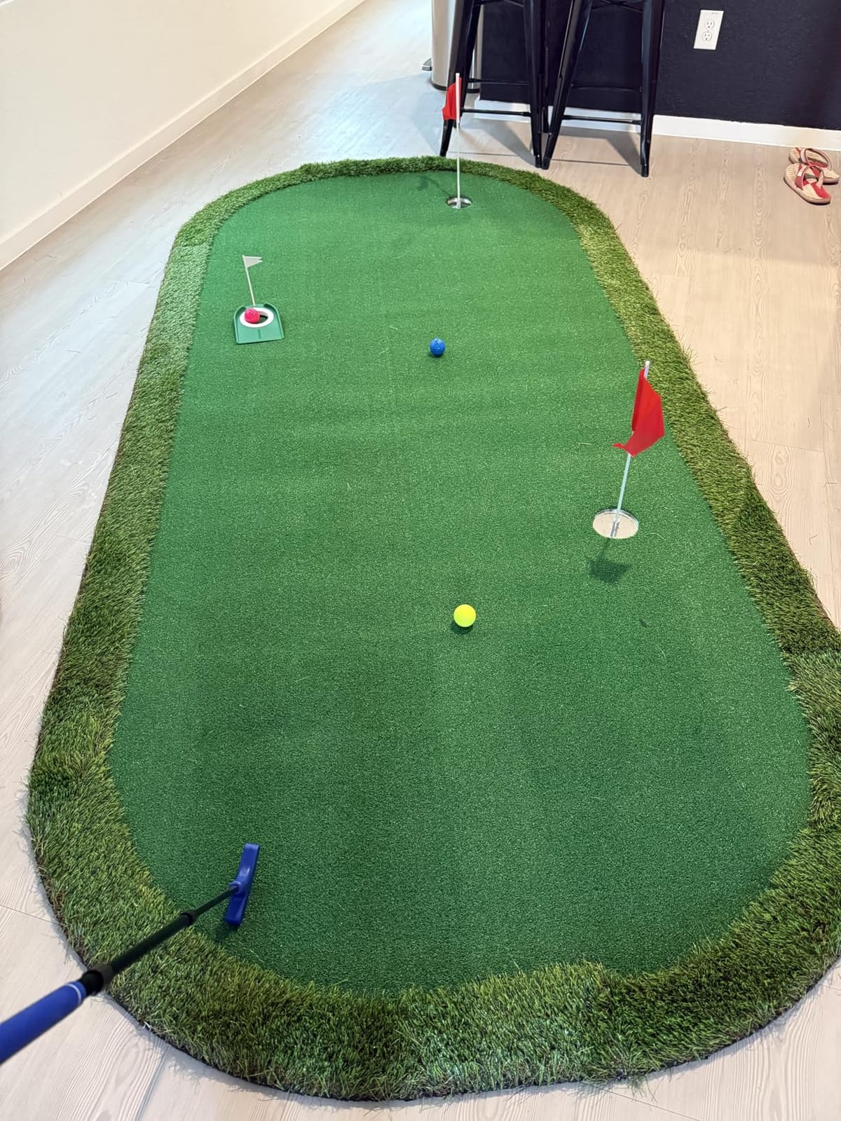 Golf Putting Green Indoor Outdoor Large Practice Putting Mat 5x10ft/5x12ft | Professional Training Mat with 3 Flags 1 Movable Cup 3 Slope Pad Portable Turf Putting Game For Home Backyard customer photo 2