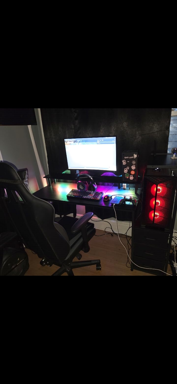 AODK Gaming Desk w/PC Showcase Stand, 59