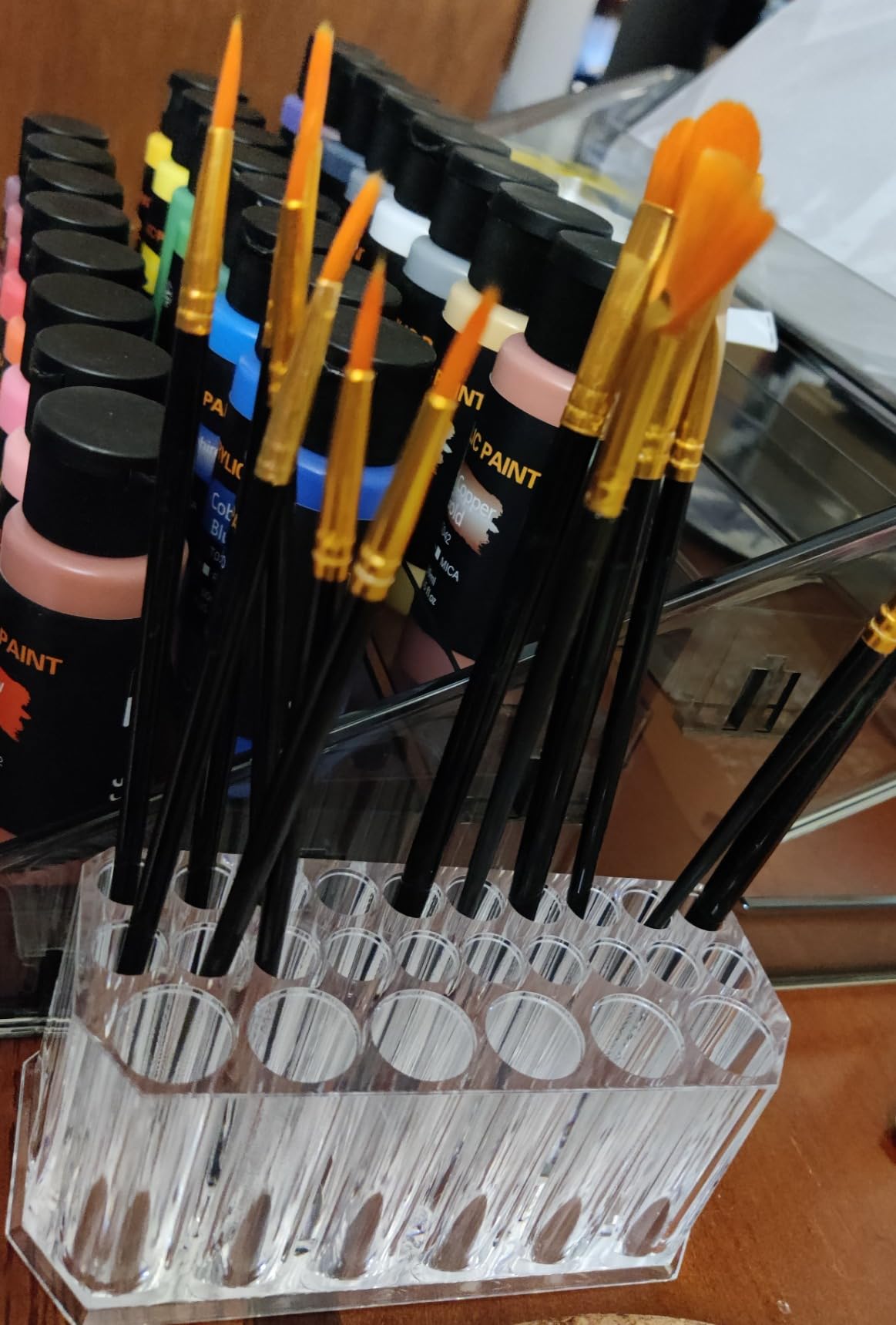 7Tier Acrylic Paint Organizer, Nail Polish Rack Shelf, Painting Bottle Holder | Clear Craft Storage for 2oz Paint Bottle customer photo 1
