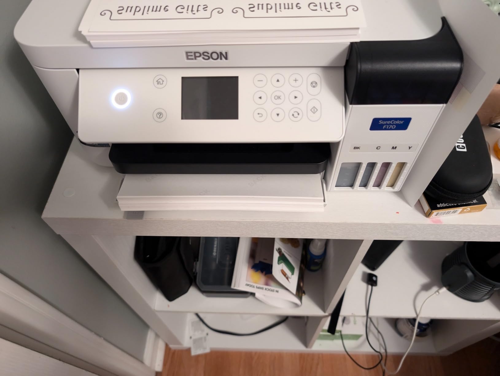 Epson SureColor F170 Dye-Sublimation Printer. Includes Full Set of Ink, User Guide, AC Power Cable, Sublimation Starter Kit, Thermal Tape, 8.5