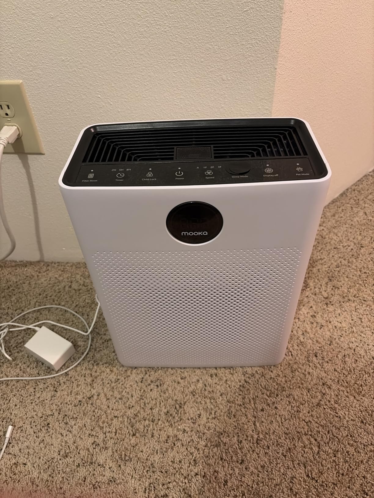 Air Purifiers for Home Large Room up to 2200sq.ft, MOOKA Air purifier for Home Pets with Washable Filter, PM 2.5 Display Air Quality Sensor Air Cleaner for Bedroom, Dorm room, Pets, Office PR1 (White) customer photo 1