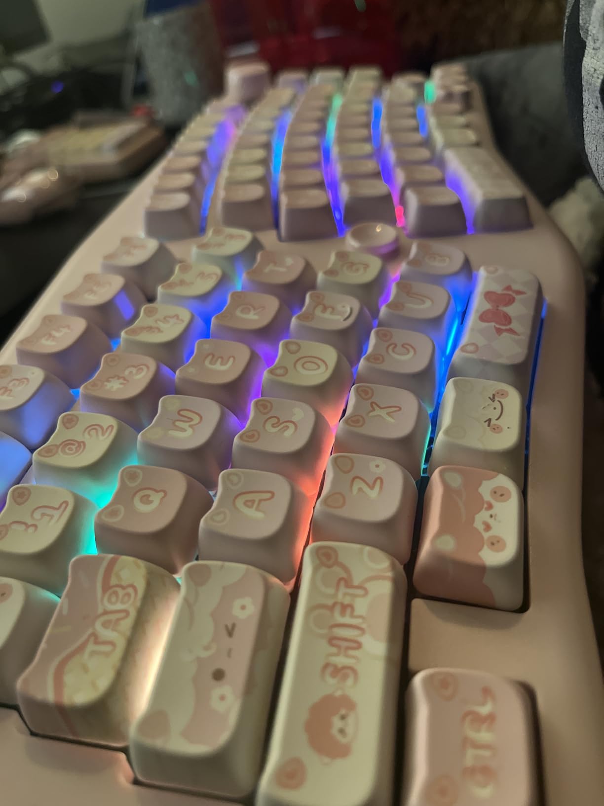 LEOBOG A75 Alice Keyboard, Tri-Mode Bluetooth/2.4G/USB-C Ergonomic Cute Creamy Keyboard with RGB Backlit Functional Knob Joystick, 75% Layout Hot-Swap Gasket Custom Keyboards for Win Mac PC Gamer-Blue customer photo 2