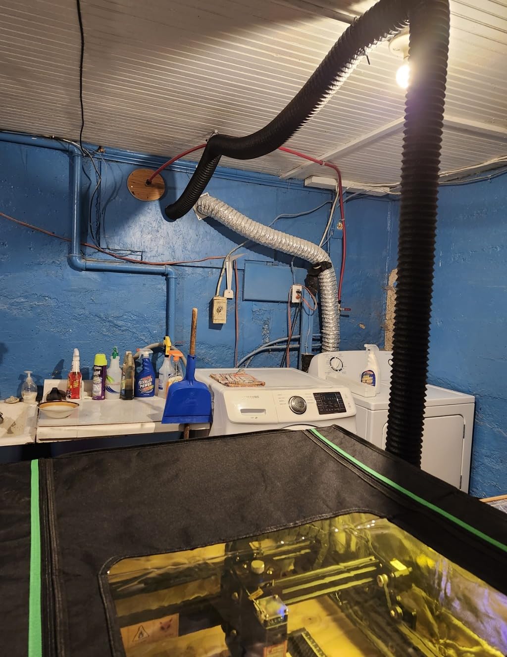 Laser Engraver Integrated Enclosure with LED Light, Fireproof and Dustproof Protective Cover 28.3 * 28.3 * 15.7, Exhaust Fan 4000RPM and Pipe, Against Smoke Odor and Noise Eye Protection-Black customer photo 2