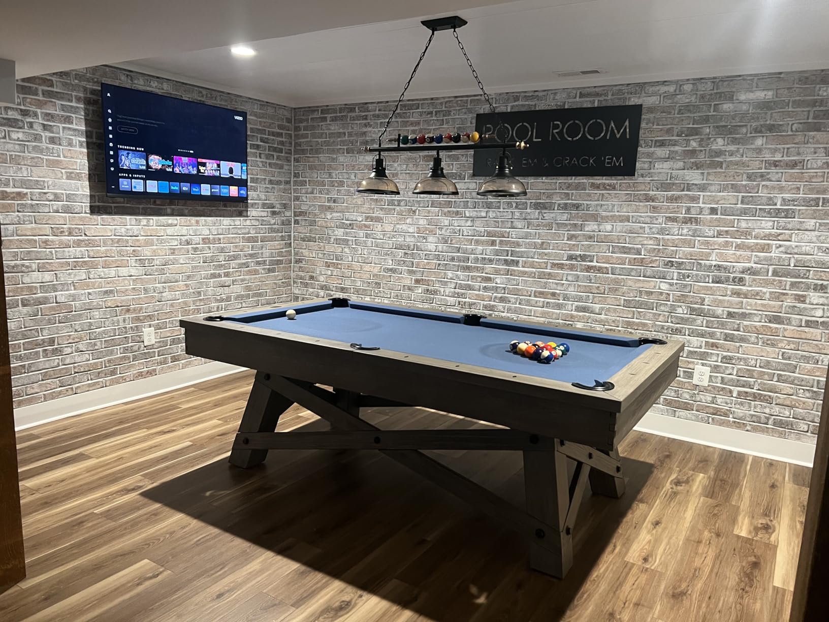 iMeshbean Pool Table Lighting Fixtures, Ceiling Lamp for Game Room Beer Party 7' - 8' Table, Black Metal Ball Design Billiard Pendant Lamp with 1 Glass Shades customer photo 2