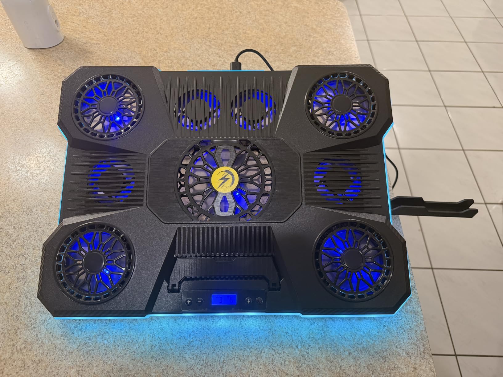 ChillCore Laptop Cooling Pad, RGB Lights Laptop Cooler 9 Fans for 15.6-19.3 Inch Laptops, Gaming Laptop Fan Cooling Pad with 8 Height Stands, 2 USB Ports - A21 Blue customer photo 2