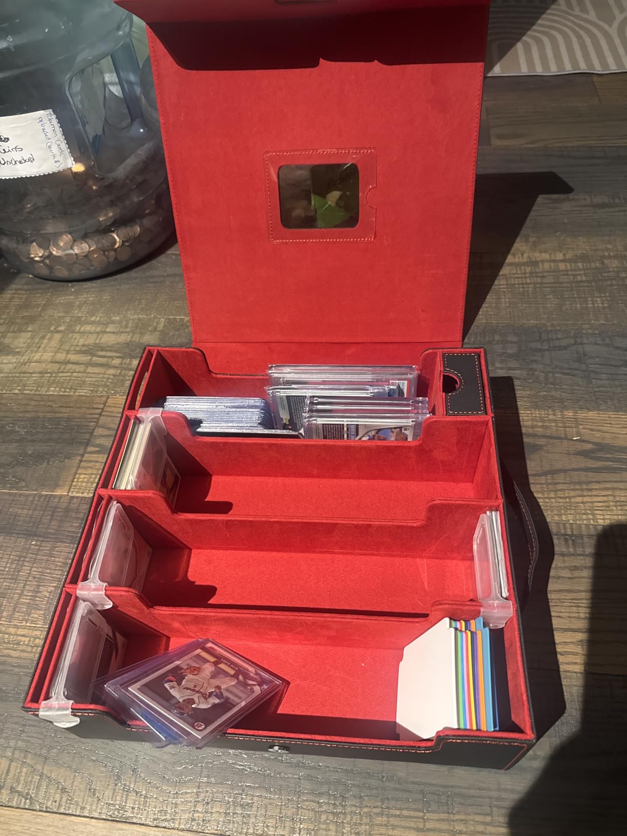 4-Row Trading Card Storage Box, Holds 3200+ Cards [US Patent], Black & Red | Large Capacity, Portable Handle & Display Windows, Compatible with MTG, Commander, Sports Cards and Other Standard TCG Cards customer photo 2