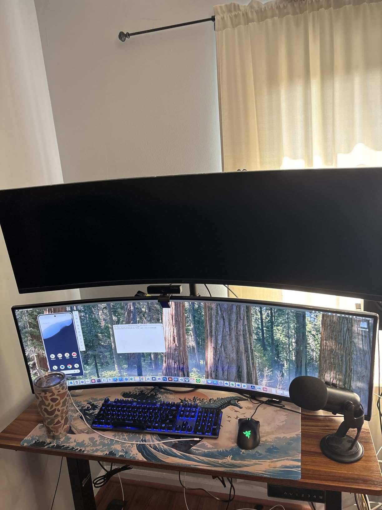 VIVO Pneumatic Arm Dual Ultrawide Monitor Extra Tall Desk Mount for Up to 49 inch Screens, Heavy Duty Clamp, Holds 2 Ultra Wides Up to 44 lbs, Black, STAND-V120K customer photo 2