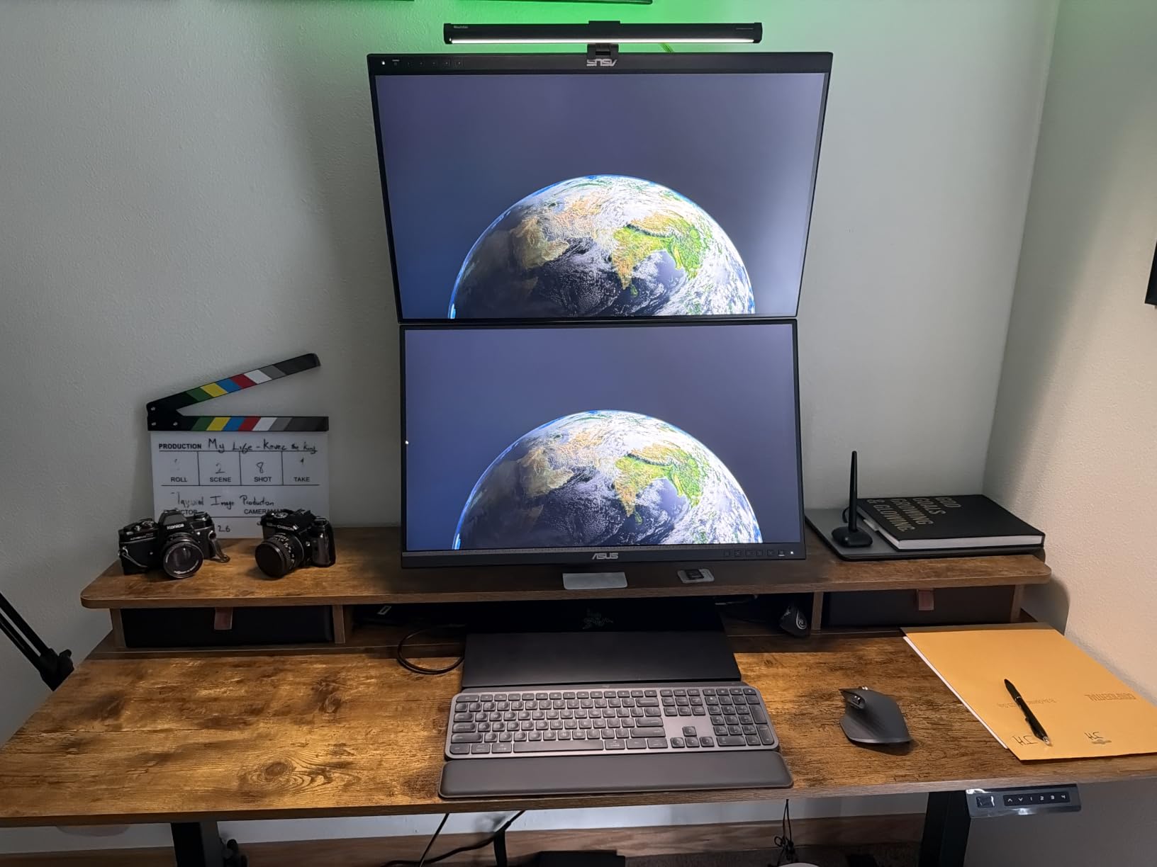 VIVO Pneumatic Arm Triple Ultrawide Monitor Extra Tall Desk Mount for Up to 49 inch Screens, Heavy Duty Clamp, Holds 3 Ultra Wides Up to 44 lbs, Black, STAND-V300D customer photo 2