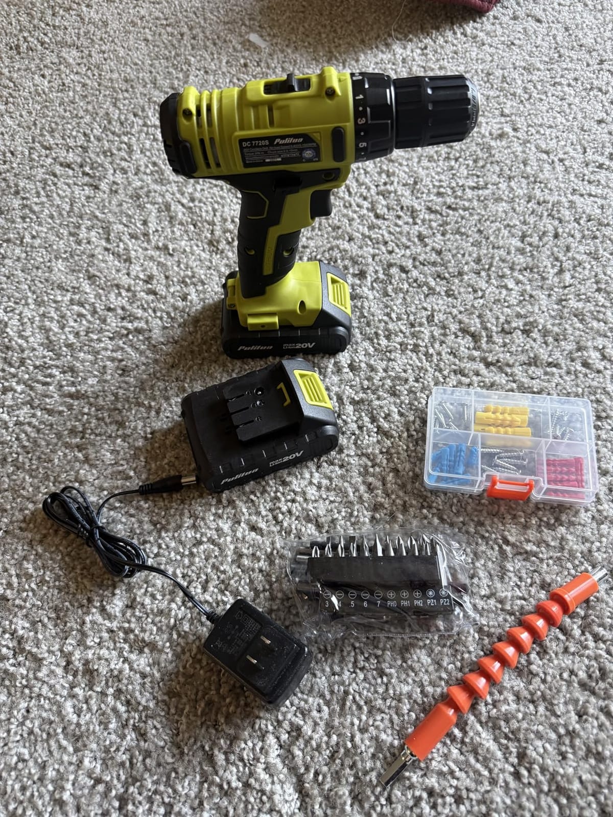 PULITUO'S 20V Cordless Drill/Driver, Electric Screwdriver - 2 Batteries, 30Nm, 21+1 Torque, 2 Speed, Keyless 3/8