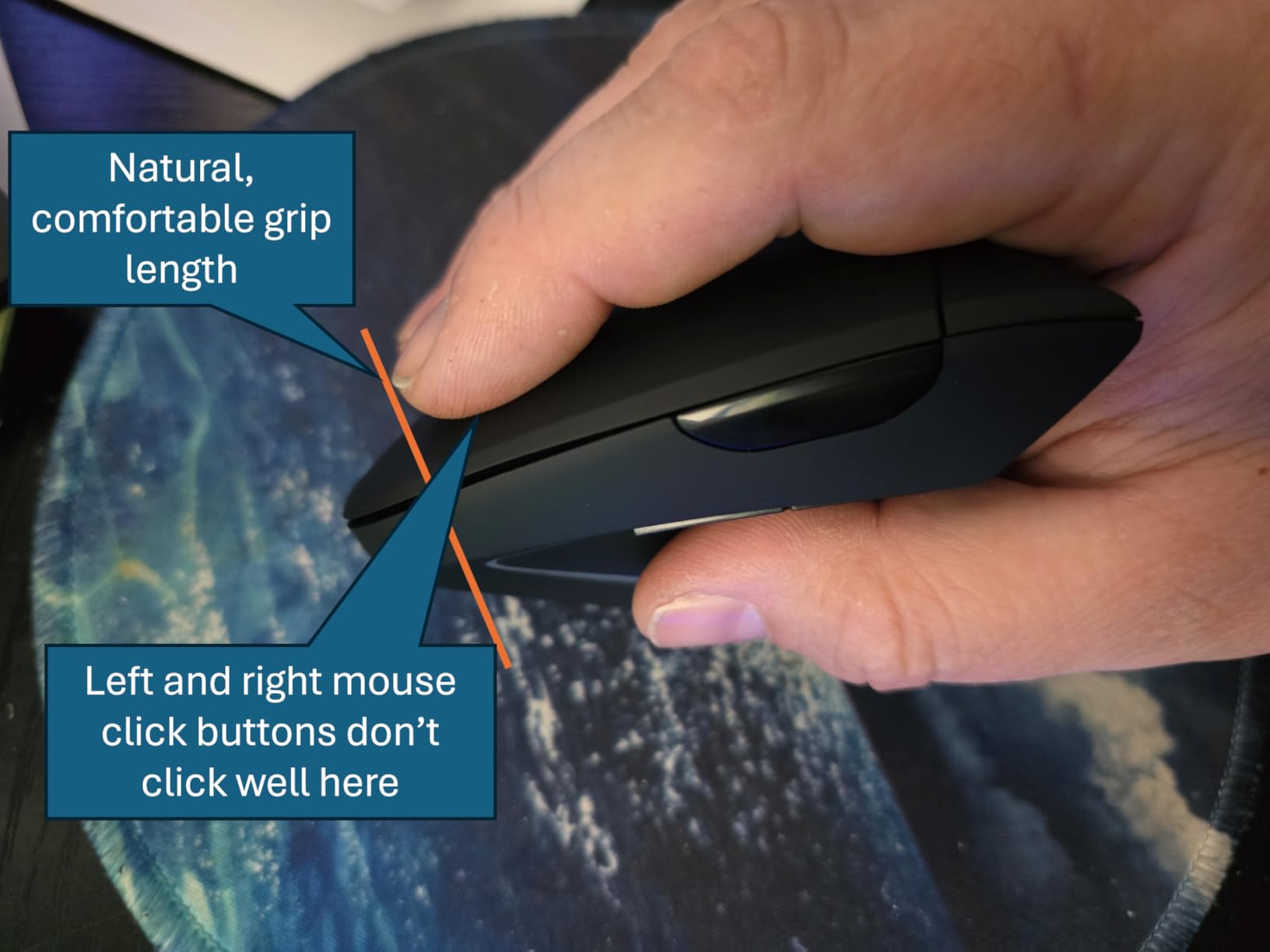 TECKNET Ergonomic Mouse, 4800 DPI Wireless Bluetooth Vertical, 3-Device | Switch Among 3 Devices, 6 DPI Levels, BT 5.0/2.4G USB-A, Quiet Clicks, 6 Buttons, Battery-Powered, Right-Handed, Black customer photo 2