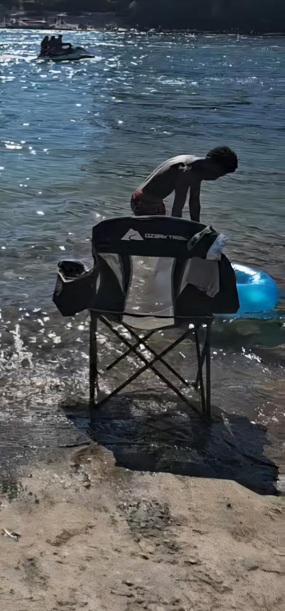 Romswi Oversized Camping Chairs, Heavy Duty Support 500 LBS, Padded Back & Arm Sport Chairs, Cup Holder Cooler Bag, Collapsible Folding Chairs for Outdoor, Fishing & Garden, Black, 2-Pack customer photo 1