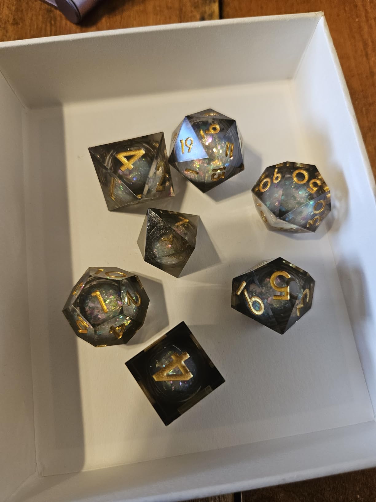 AUSTOR Liquid Core Koi Fish Resin DND Dice Set, 7-Die Glow in The Dark Dice | Sharp Edge Polyhedral Dice, Luminous Role Playing Dices, for Dungeons and Dragons RPG MTG Table Games customer photo 2
