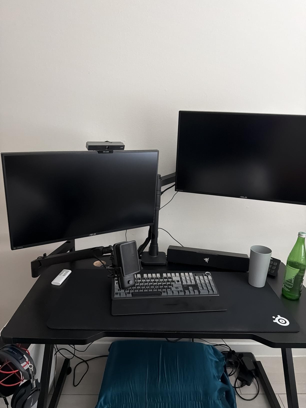 Dual Monitor Arm Desk Mount for 17-49 Inch Monitors Holds 44 lbs, Black | Heavy Duty Monitor Mount Stacked Monitor Arm Desk Full Motion Gas Spring Vertical Monitor Mount, 75/100 VESA Mount customer photo 2