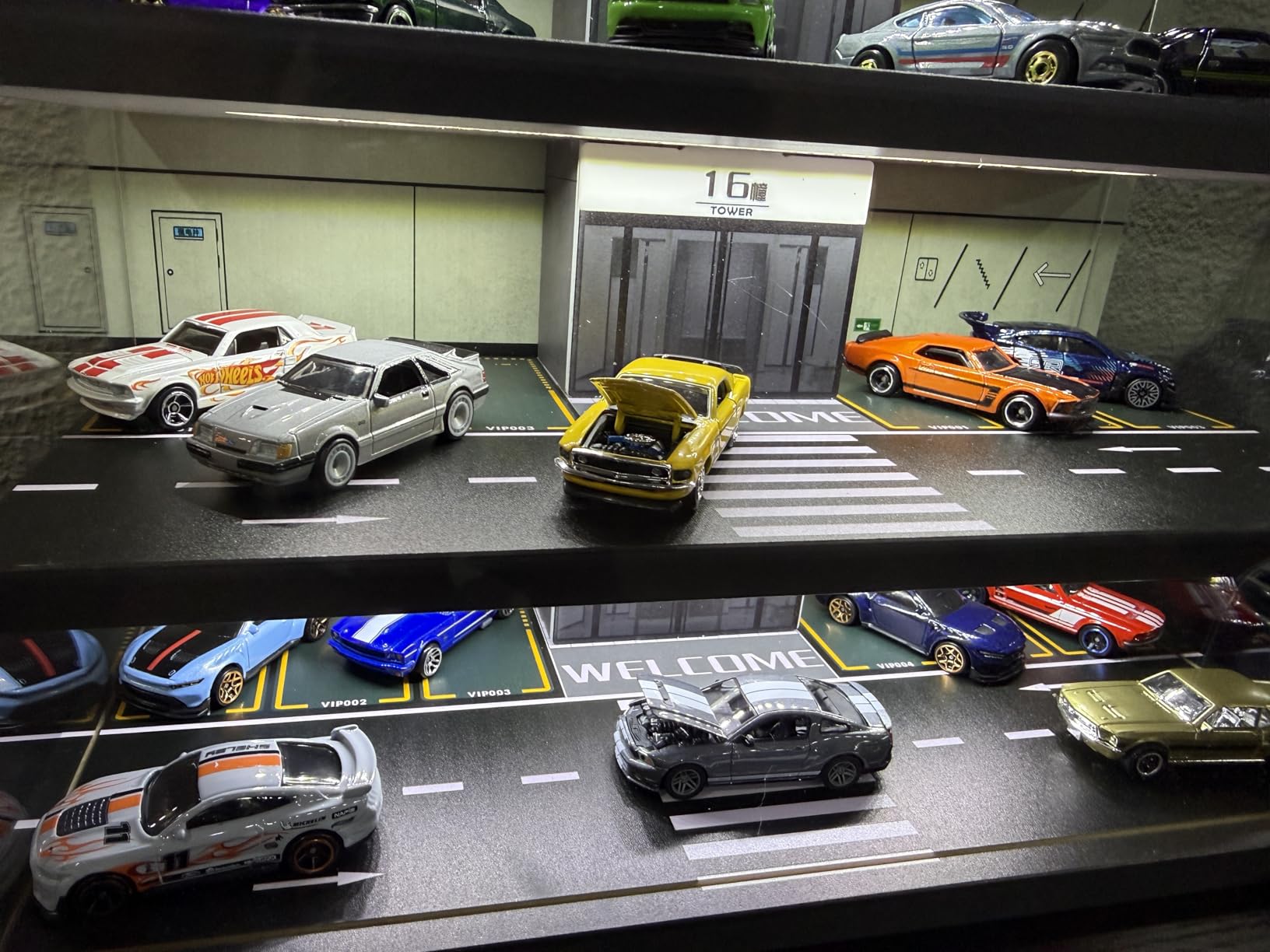 Display Case for Hot Wheels & Matchbox Cars with LED Light, Toy Car Garage | Wood, Hold 50+ Cars, 1/64 Diecast Display, Dust Cover, Garage Diorama, Storage Case for Hot Wheels Car, Freestanding, Man Cave customer photo 2