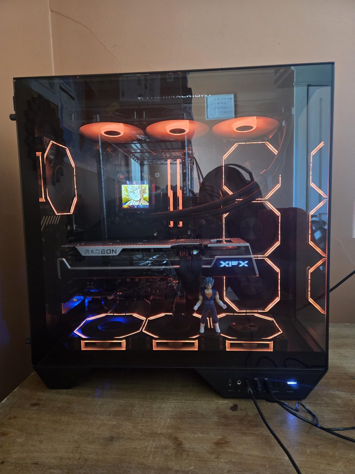 darkFlash Full-Tower ATX Gaming PC Case, Back Plug-in Motherboard, Vertical GPU Mounting, Dual-Chamber, Panoramic Glass, Up to 2 x 360mm Radiators, RTX 40 Compatible(DY470) (4 PWM ARGB Fans, Black) customer photo 1