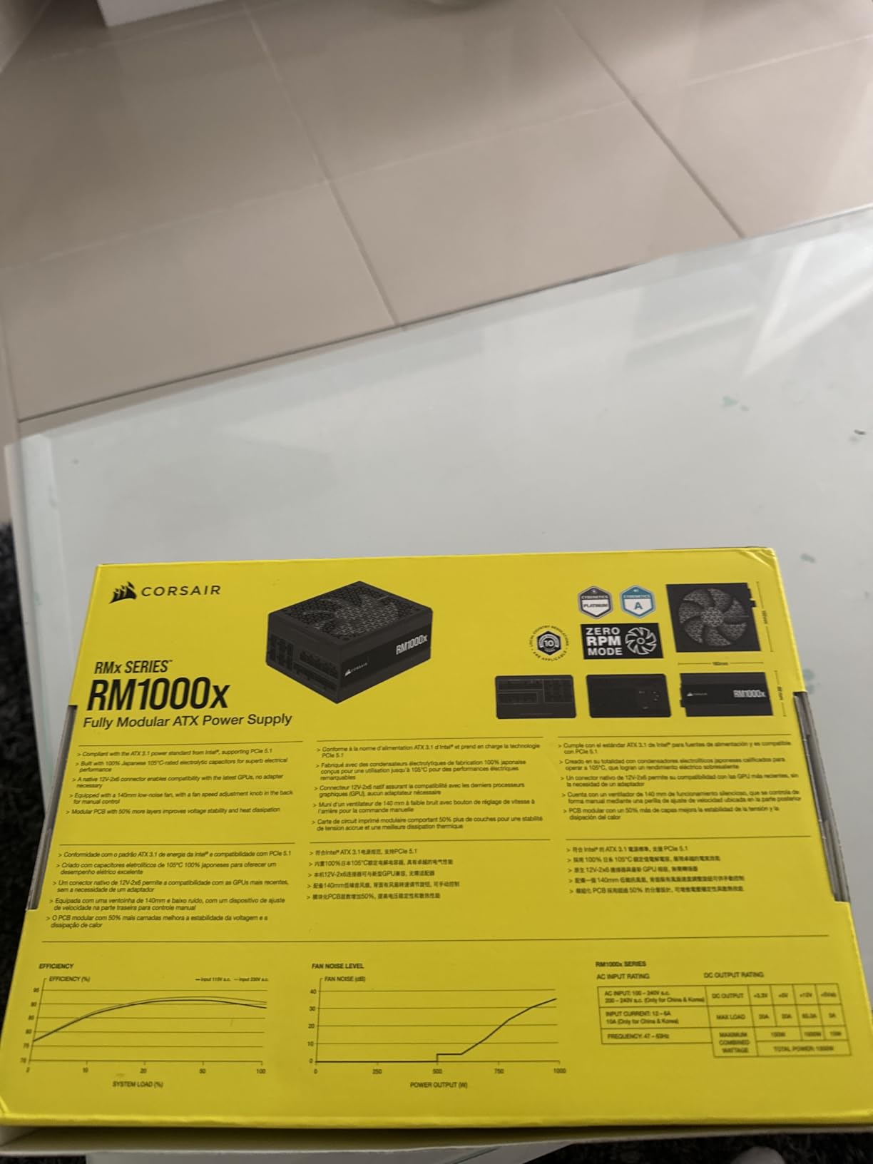 CORSAIR RM1000x ATX 3.1 PCIe 5.1 1000W Power Supply - Black | Native 12V-2x6 Connector, Fully Modular, Low-Noise, Cybenetics Gold, NA customer photo 1