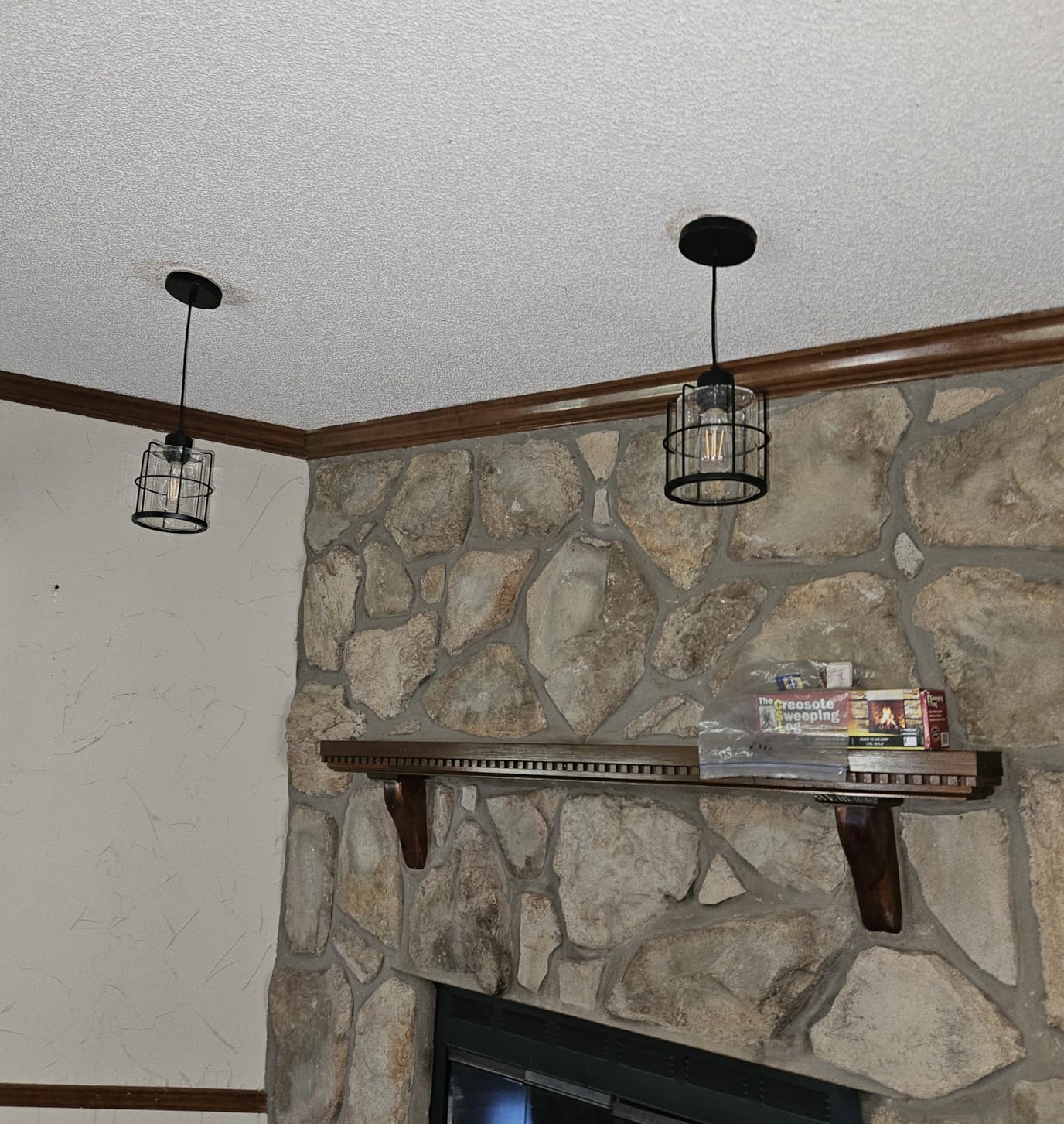 Industrial Black Pendant Lights Kitchen Island, Glass Island Pendant Lights Set of 2, Small Ceiling Kitchen Island Lights with Adjustable Cord, Farmhouse Hanging Light for Hallway Bathroom customer photo 1