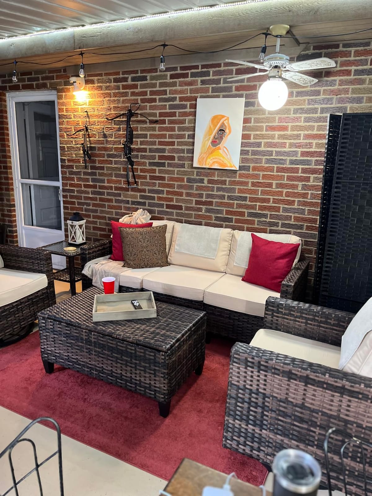 UDPATIO Patio Furniture Set, 5 Pieces Outdoor Conversation Sets with Rocking Swivel Chairs, Wicker Rattan Outdoor Sofa Set with Storage Table and Waterproof Covers for Backyard, Deck, Porch, Khaki customer photo 1