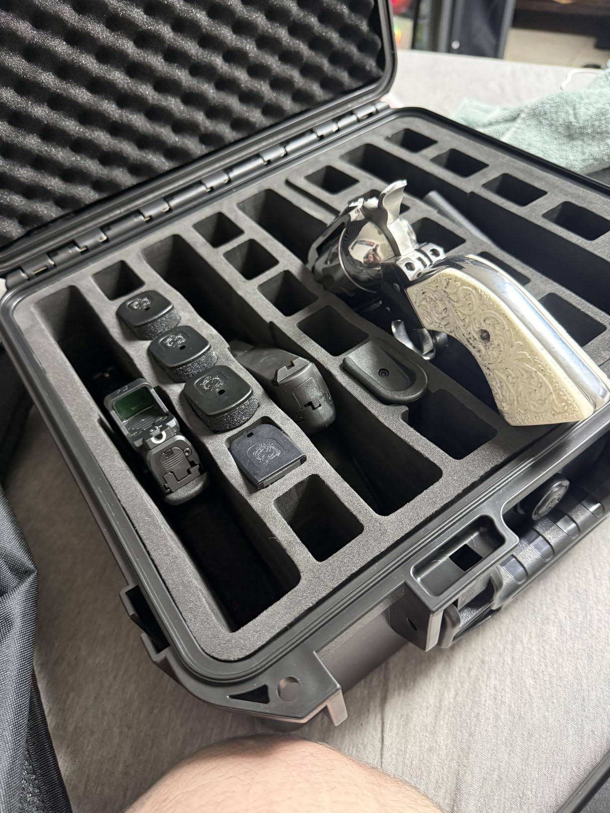 Pistol Case Gun Box for Handguns: Waterproof Holds Multi Guns & Magazines | TSA Approved Carrying Hard Shell Pistol Case, Pre-cut Storage Box customer photo 1