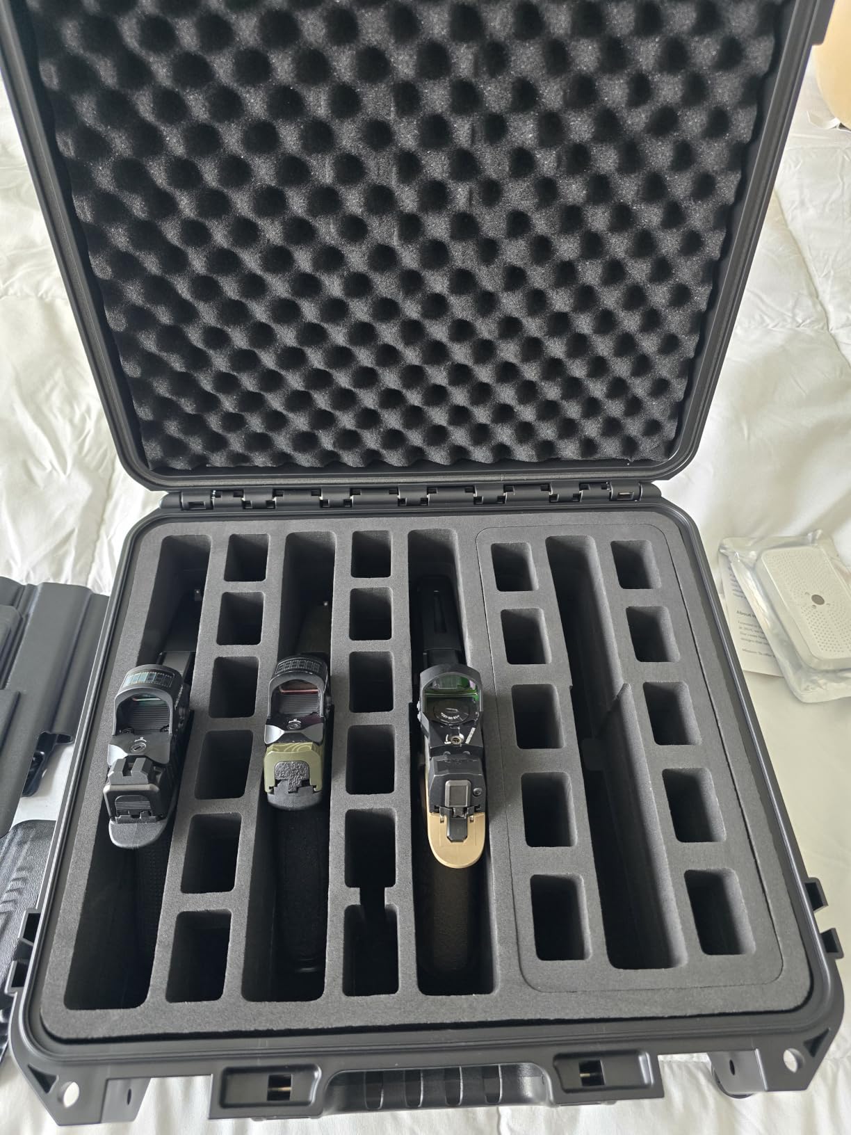 Pistol Case Gun Box for Handguns: Waterproof Holds Multi Guns & Magazines | TSA Approved Carrying Hard Shell Pistol Case, Pre-cut Storage Box customer photo 2