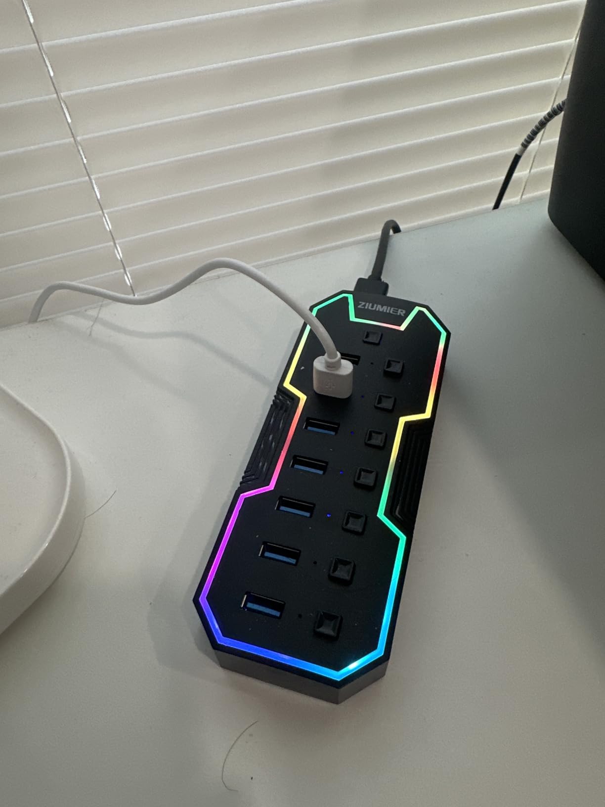 USB Hub 7 Port, RGB LED Strip USB Splitter for Laptop Gaming | USB 3.0 Hub with Individual LED On/Off Switches for Mac, PC, Desktop, Flash Drive, Mobile HDD customer photo 1