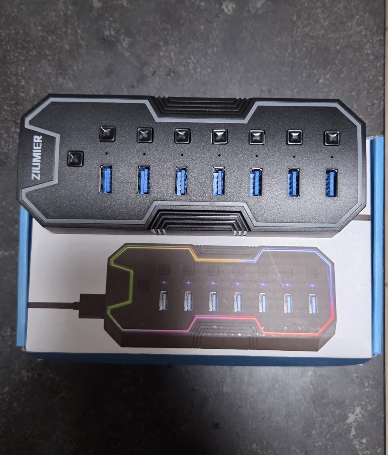 USB Hub 7 Port, RGB LED Strip USB Splitter for Laptop Gaming | USB 3.0 Hub with Individual LED On/Off Switches for Mac, PC, Desktop, Flash Drive, Mobile HDD customer photo 2