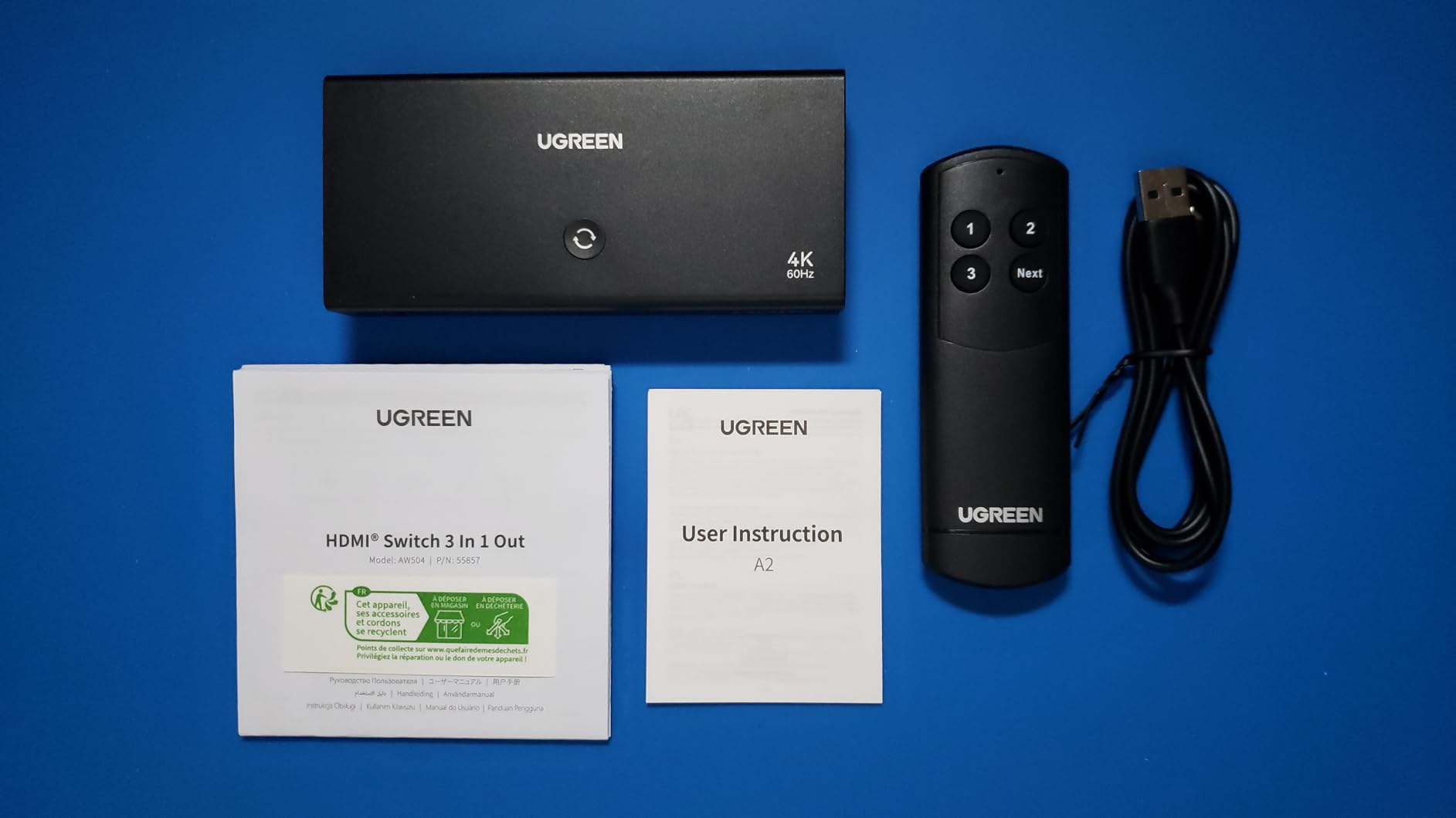 UGREEN HDMI Switch 3 in 1 Out, 4K@60Hz, with Remote, HDR10+, 3D, Dolby | CEC, HDCP2.2 customer photo 1