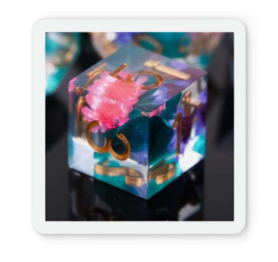 FugaCity Dice Set,Handmade Sharp Edge 7 Piece Resin Dice-Dungeon&Dragons Polyhedral Dice Set, D&D Dice Set with Gift Dice Case for RPG MTG Table Games customer photo 2
