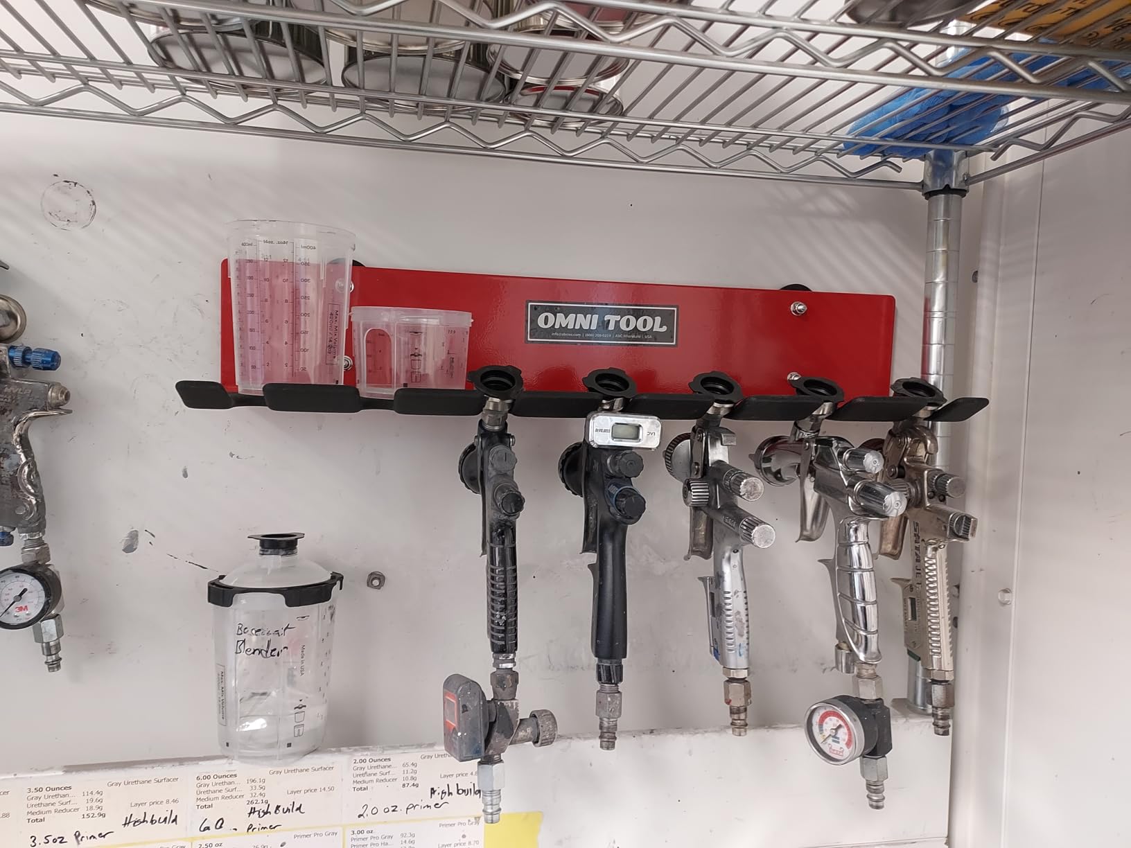 LAUCO Multiple Paint Spray Gun Holder Magnetic Or Wall Mount, Paint Gun Holder - Holds 7 Guns Without Cups or 4 Guns with Cups, Stable and Scratch-Free Design customer photo 2