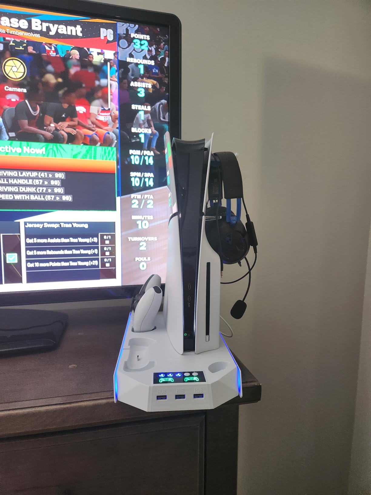 PS5 Cooling Station Stand RGB with Dual Controller Charging Station for PlayStation 5 Console, PS5 Accessories Incl. Controller Charger, Cooling Fan, Headset Holder, 3 USB Hub customer photo 2