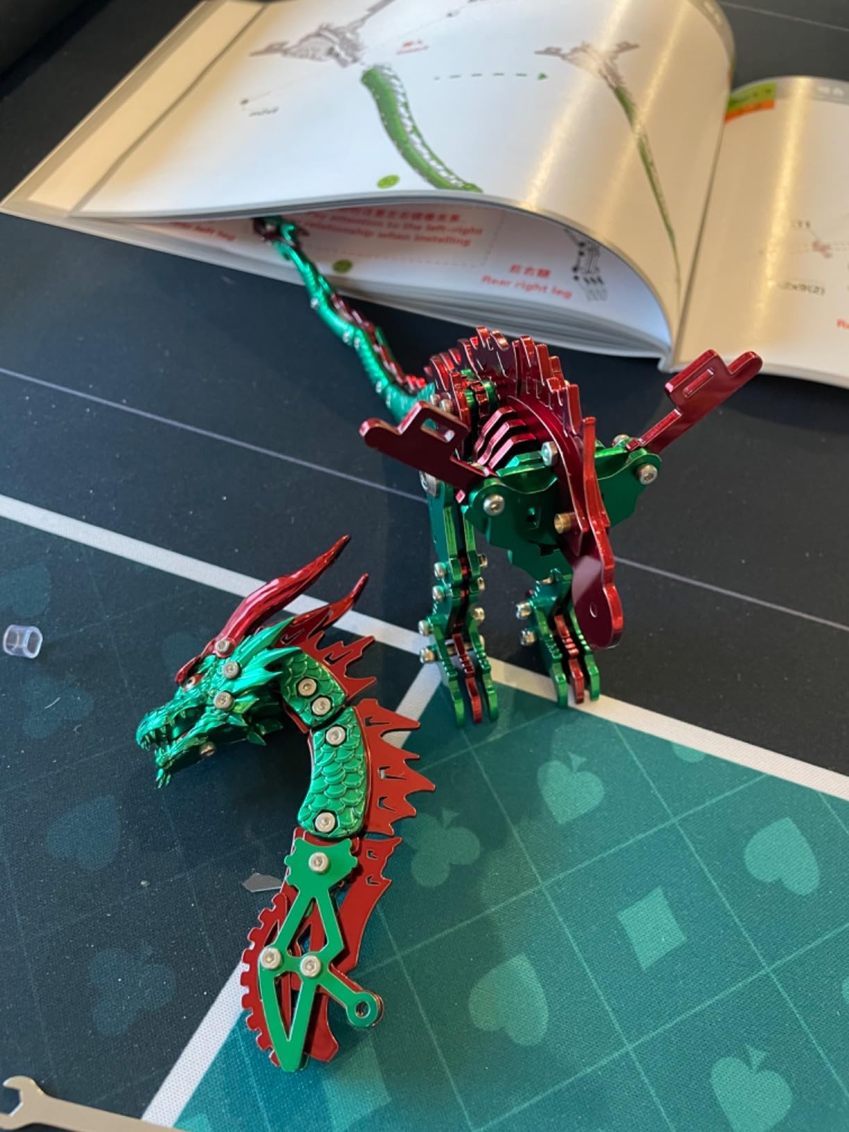 3D Model Kits for Adults,Metal Dragon Puzzle Building Set,Collectible Mechanical Engineering Crafts for Home Office Decoration & Gift(Red-Green) customer photo 1