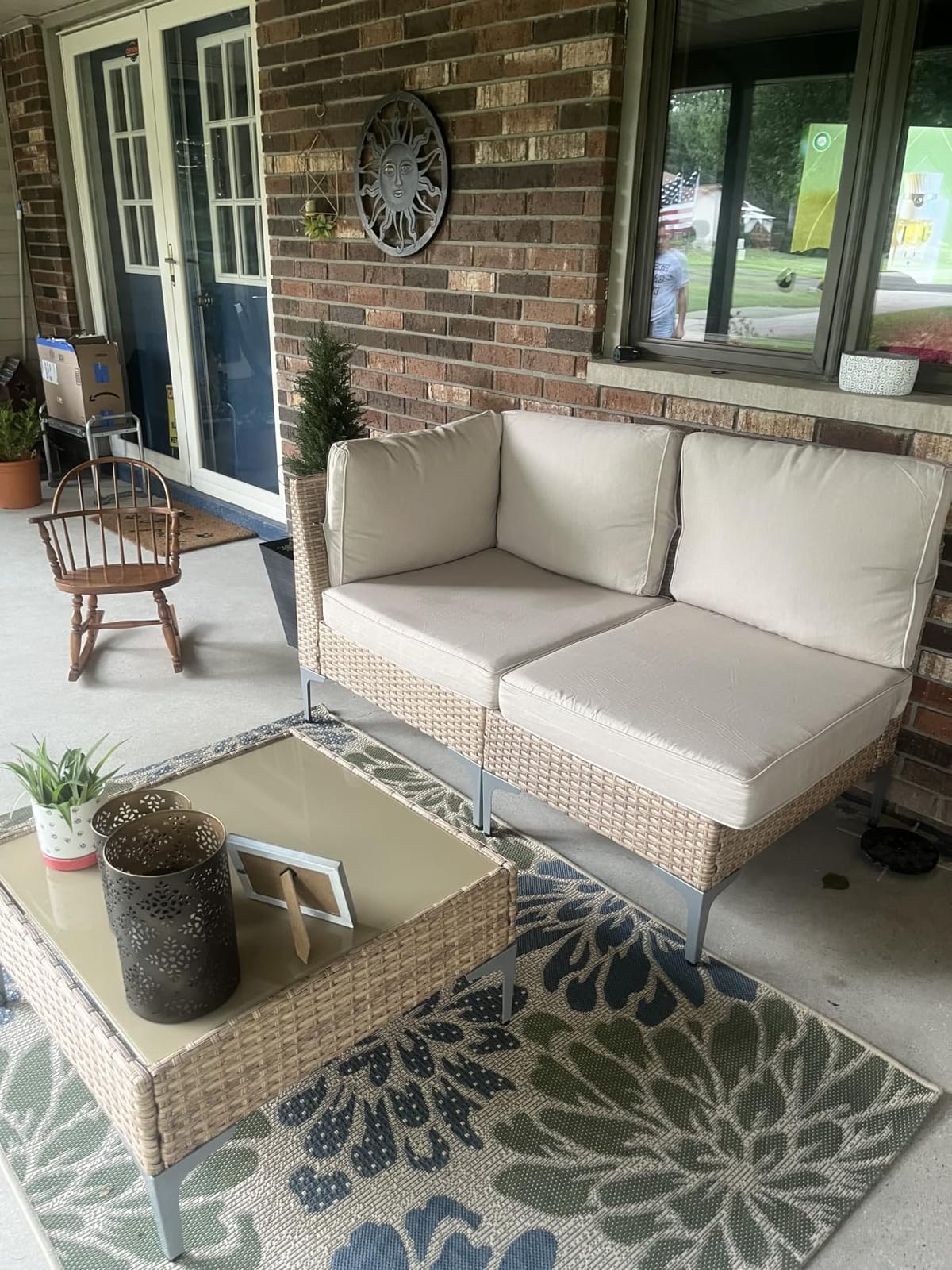JOYURE 7 Piece Wicker Patio Furniture Set, Outdoor Conversation Sectional Sofa w/Coffee Table, All-Weather Outdoor Sofa with Thick and Anti-Slip Cushions for Deck, Poolside, Garden, Beige customer photo 1