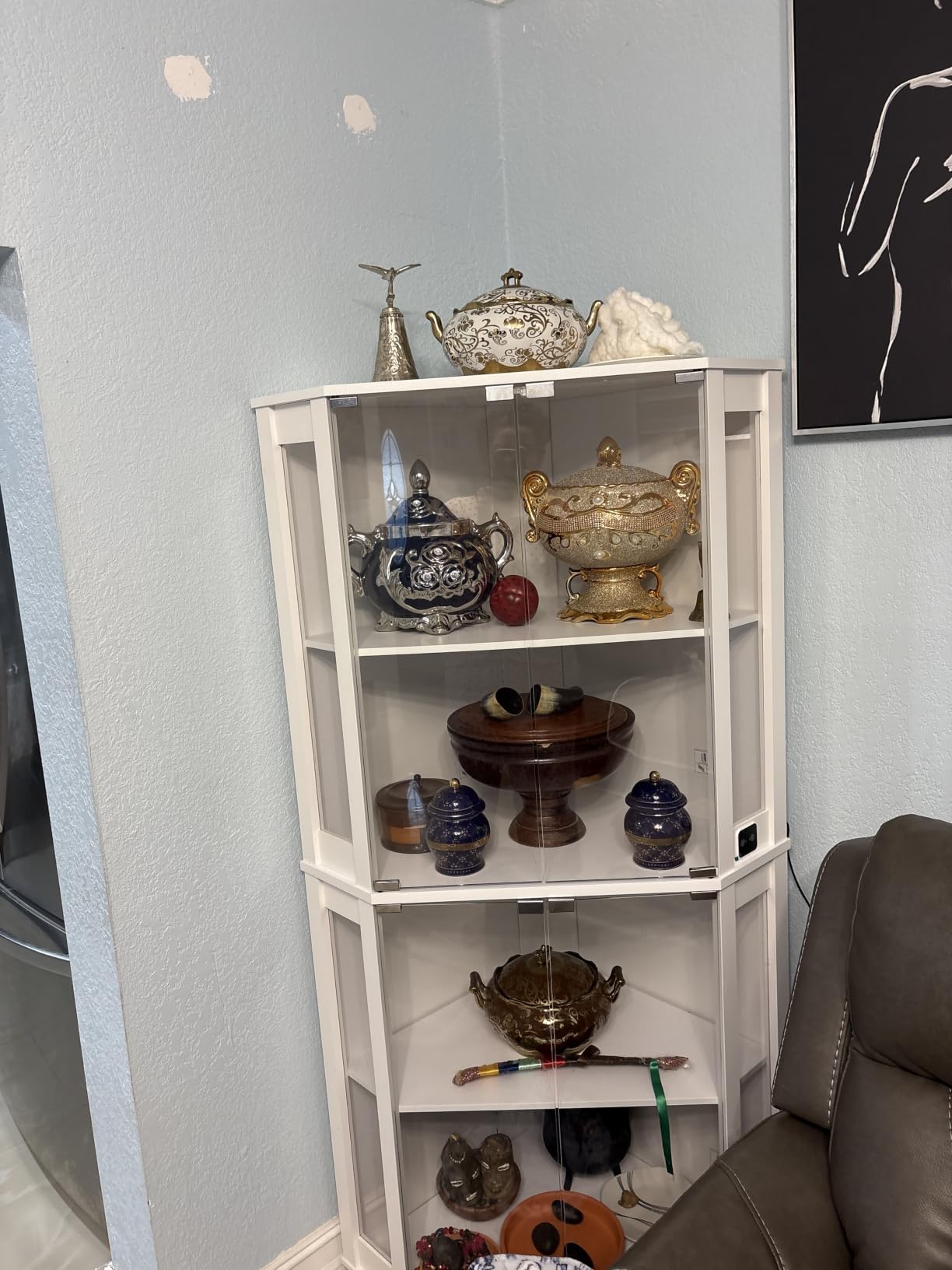 BROTTAR Lighted Corner Display Cabinet with Glass Doors for Collectibles | 65