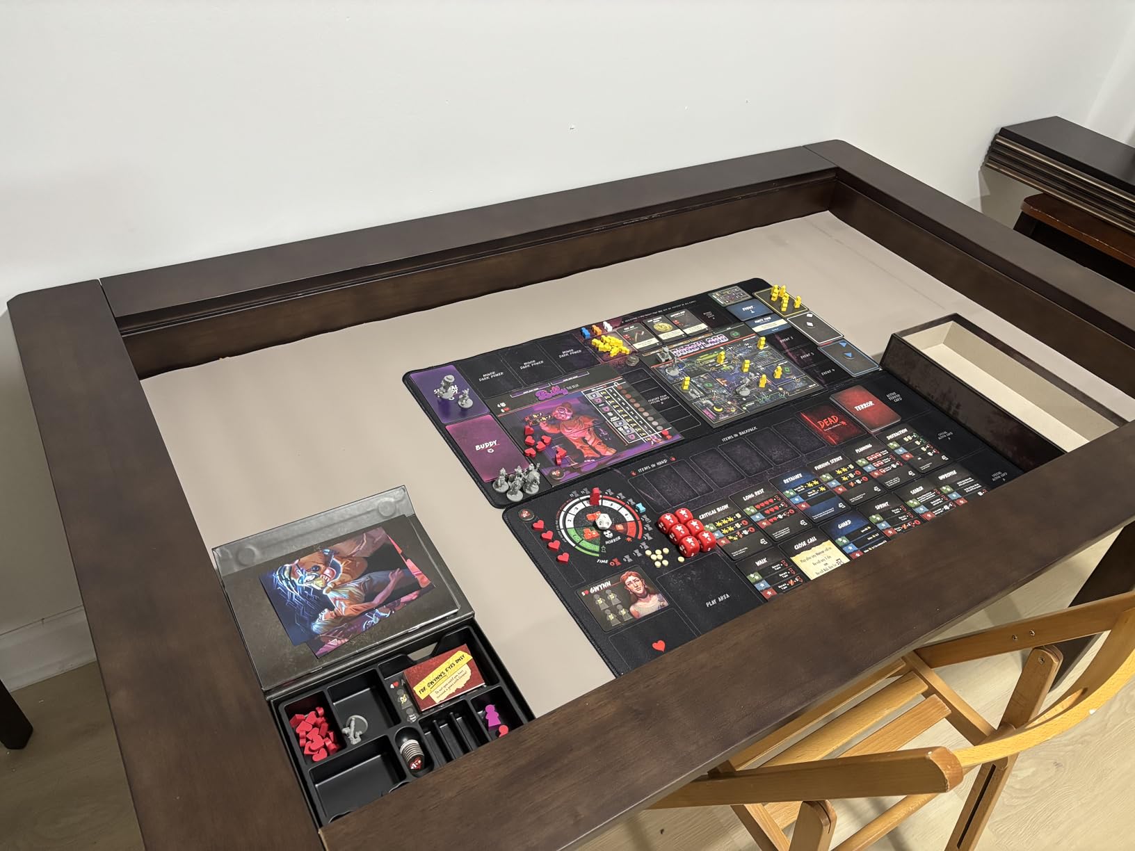 Coperat Solid Wood Board Game Table for 4-6 Players,Dining/Gaming Table w/ 54