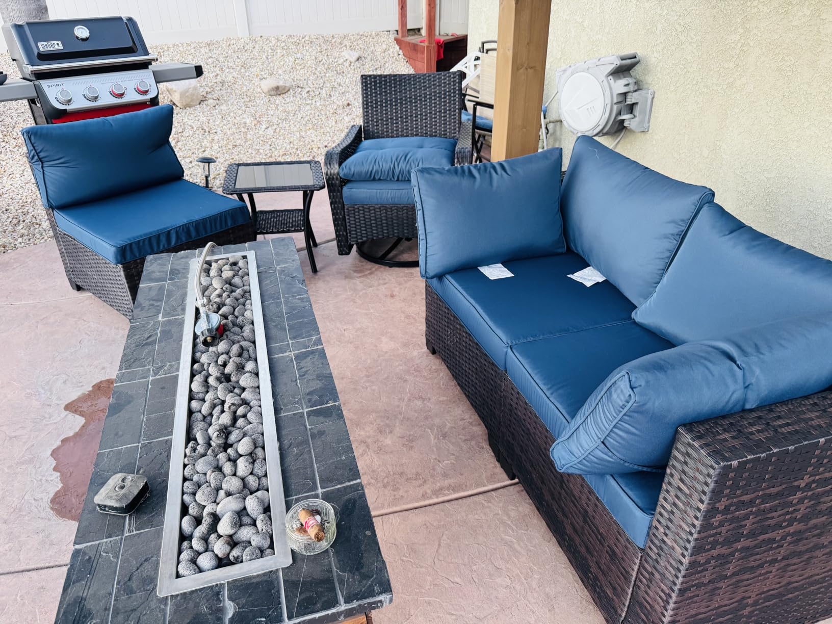 Kullavik 10 Piece Outdoor Patio Furniture Set with Fire Pit & Swivel Chairs | Patio Conversation Set with 4