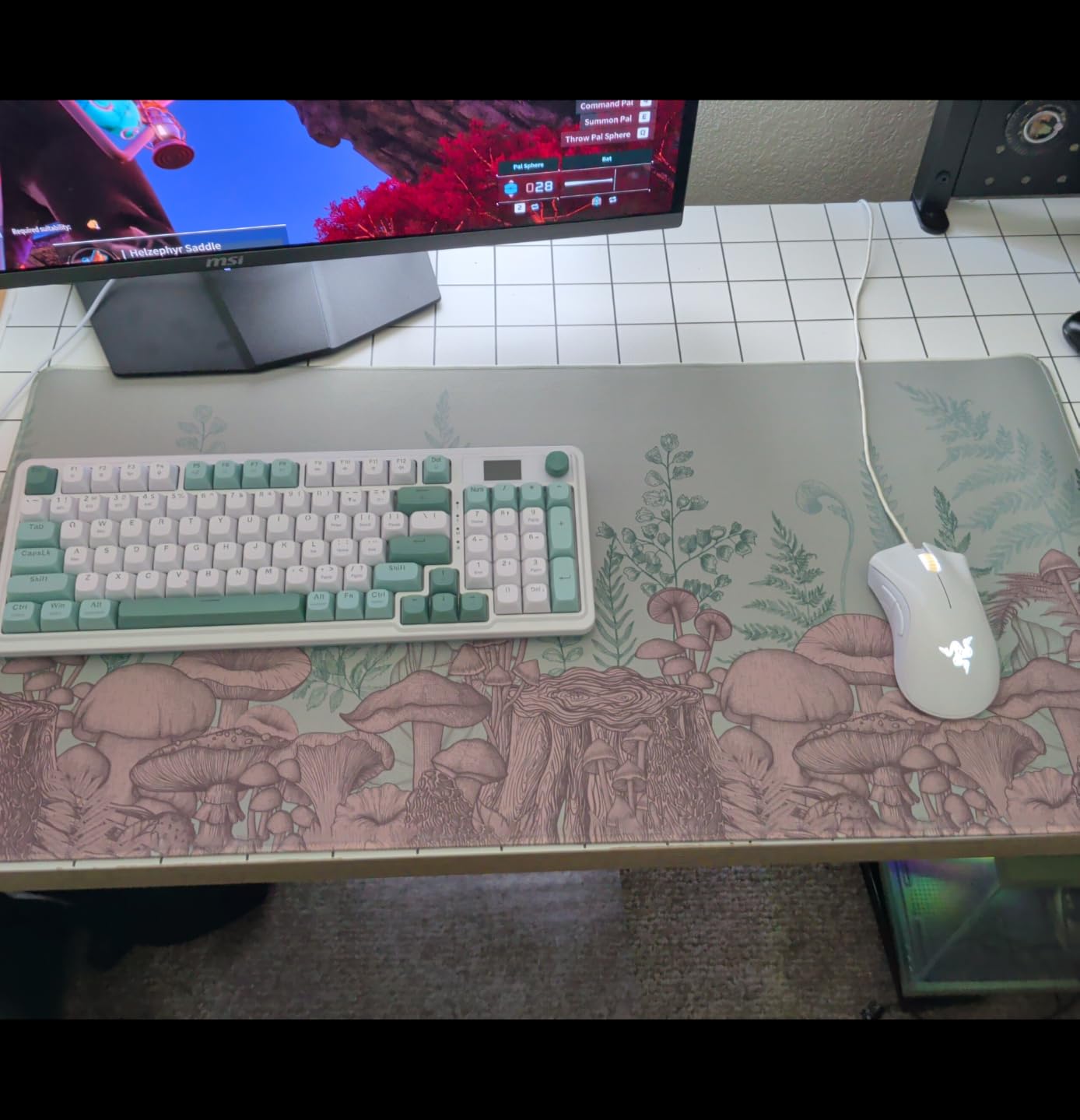 Retro Brown Green Desk Mat XL Large Gaming Green Forest Pixel Mouse Pad Non-Slip Rubber Base Mousepad, Keyboard Mouse Mat with Stitched Edges, Office Work Mat 31.5x11.8 in customer photo 2