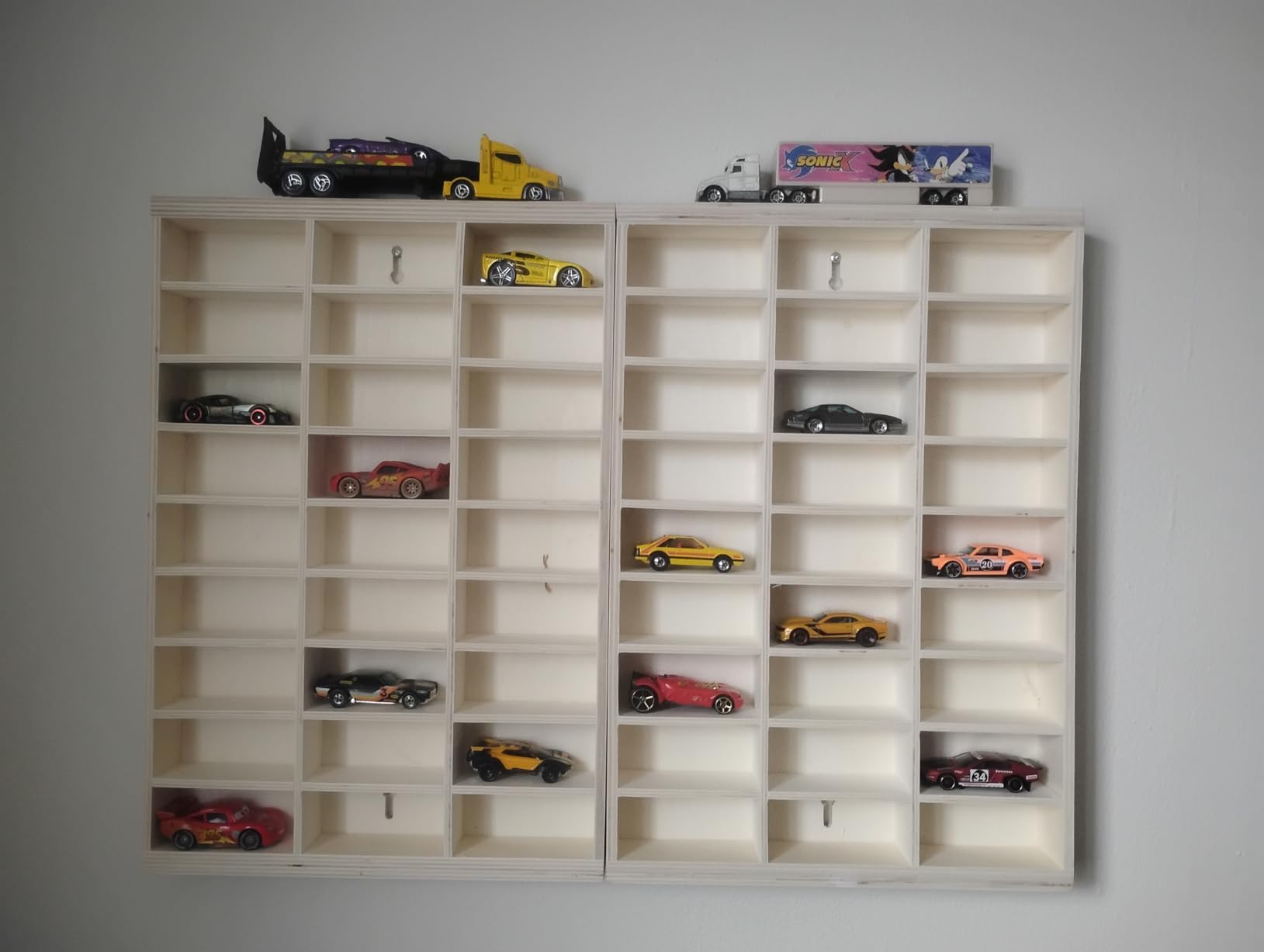 1:64 Model Car Wooden Display Case,54 Space,Storage Display Shelf,for 1/64 Scale Toy Cars,Wall Mount ,Model car Display Organizer,Collapsible Toy Car Storage(Only case) customer photo 2