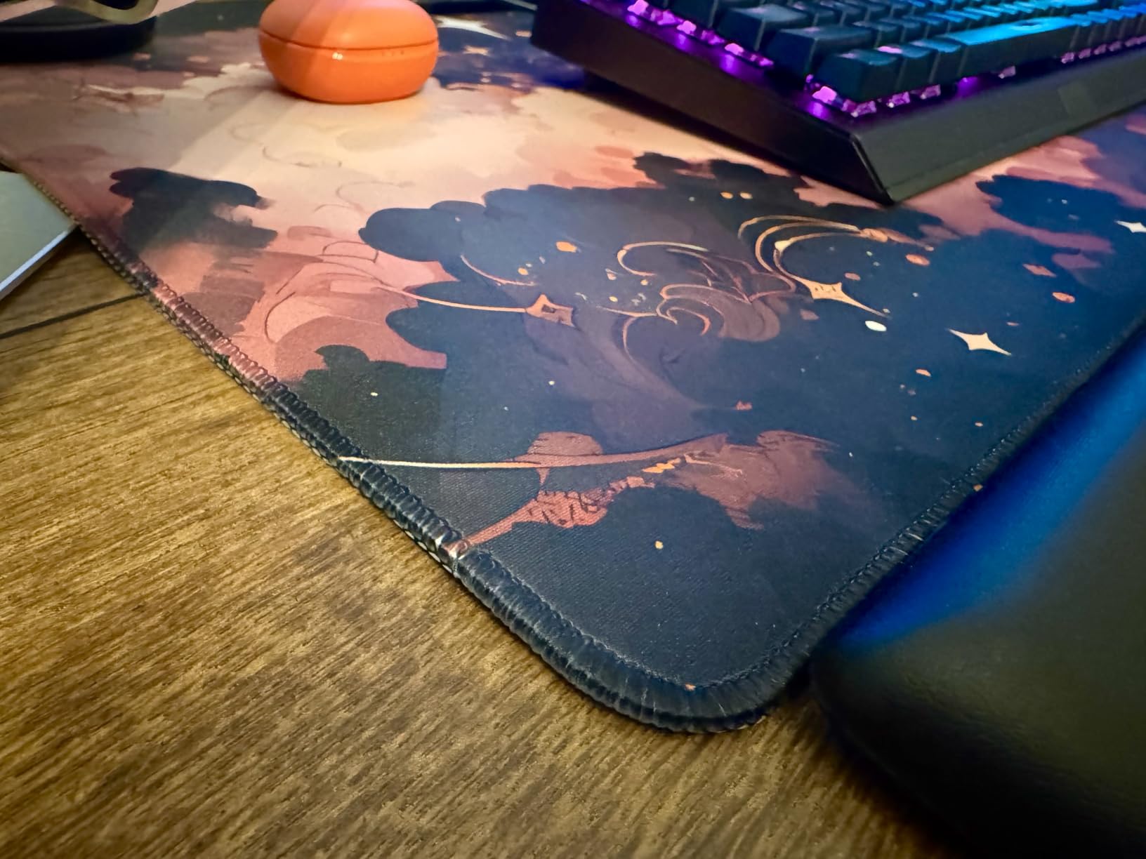Retro 80s Desk Mat, Cute 90s XXL Large Gaming Mouse Pad, Black Boho Desk Pad with Stitched Edges, Computer Laptop Keyboard and Mouse Mat, Aesthetic Office Decor Non-Slip Mosuepad, 31.5x15.75 in customer photo 2