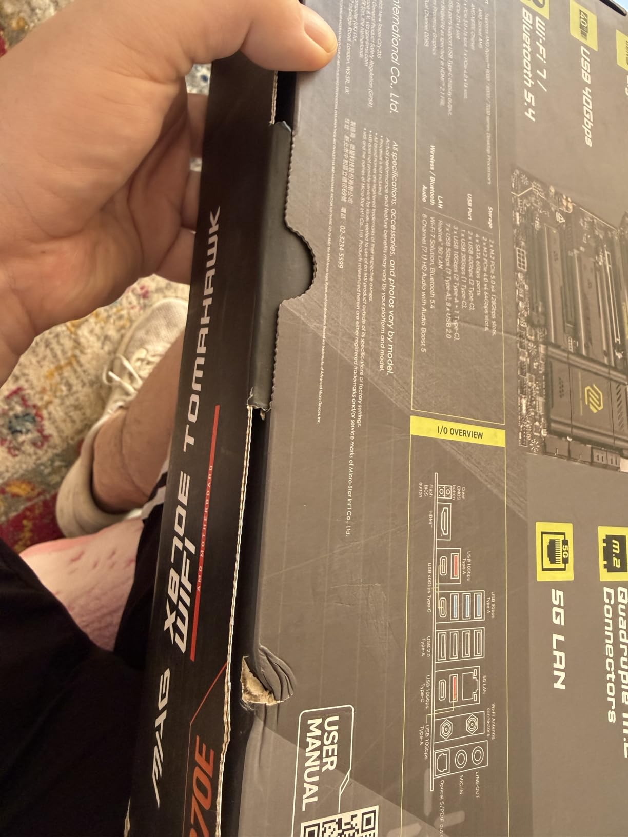 MSI MAG X870E Tomahawk WiFi Motherboard, ATX - Supports AMD Ryzen 9000/8000 / 7000 Processors, AM5-80A SPS VRM, DDR5 Memory Boost 8400+ MT/s (OC), PCIe 5.0 x16, M.2 Gen5, Wi-Fi 7, 5G LAN customer photo 2